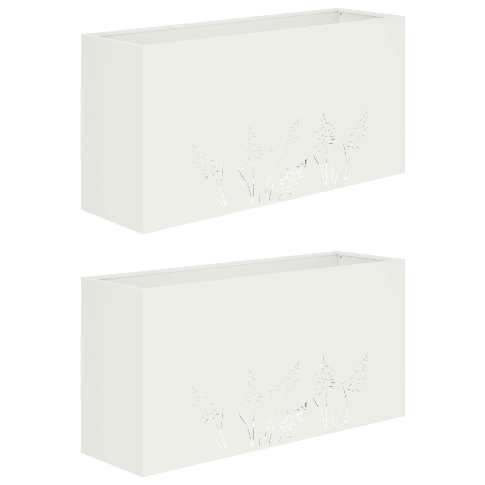 vidaXL Blumentopf Garten-Pflanzgefäß 2 Stk. Weiß 100 x 30 x 49 cm (2 St)