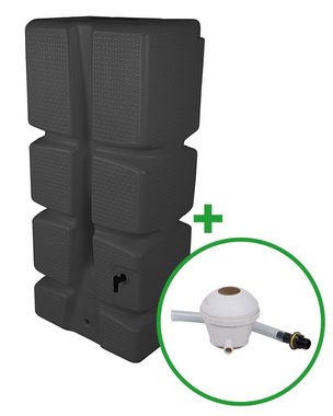 ONDIS24 Regenwassertank Wasserspeicher Wandtank Eco 300/310 Liter inklusive Auslaufhahn, 310 l, anthrazit Komplettset inkl. Wasserhahn und Deckel