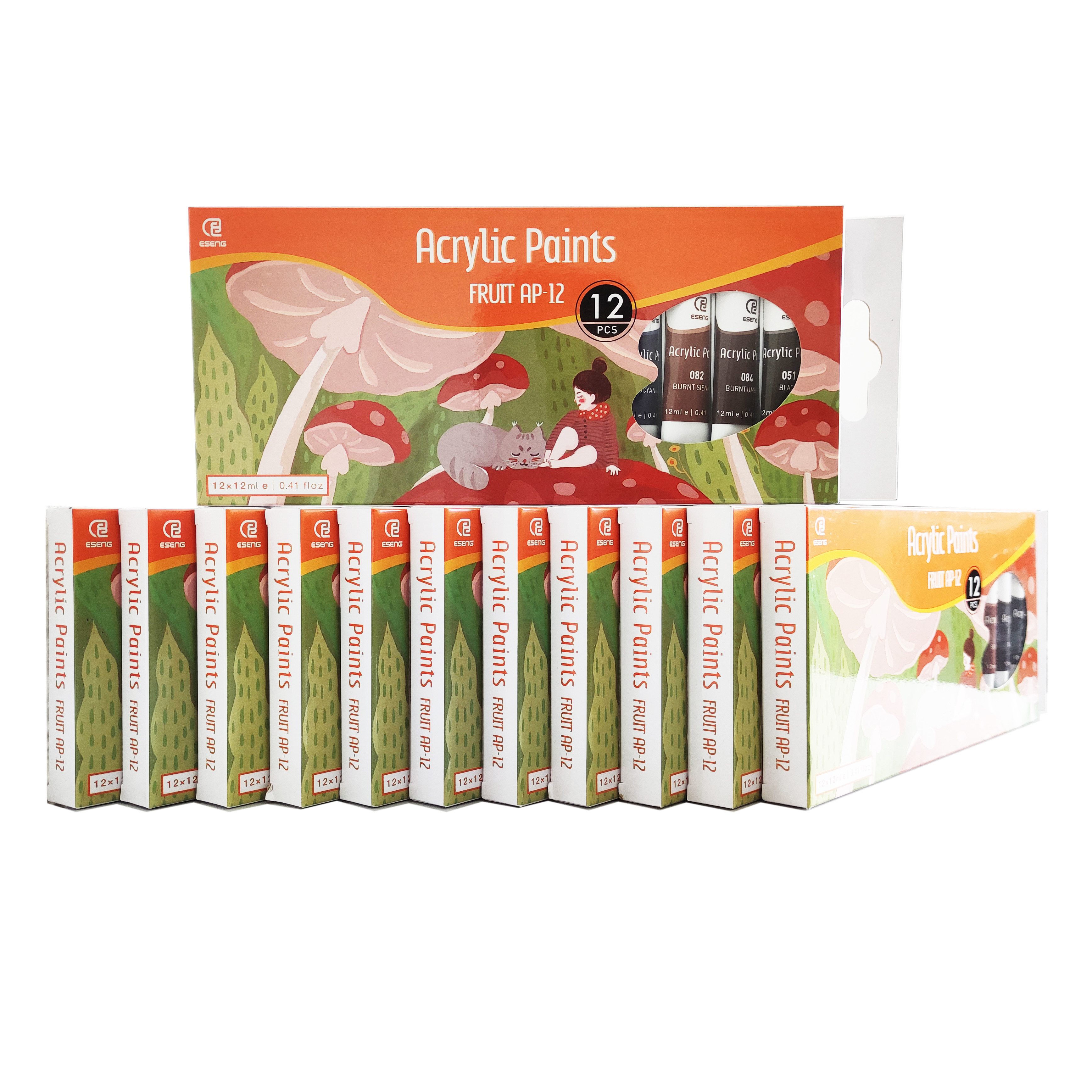 ESENG Acrylfarbe Premium FRUIT AP-12, 12-ml-Tuben, 12 & 24 Farben, für Leinwände, Holz