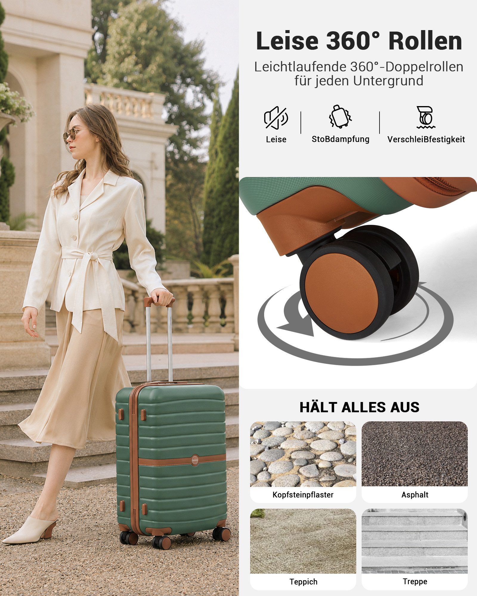 KONO Handgepäckkoffer Koffer Trolley ABS+PC Hartschalenkoffer – Bild 5 von 5