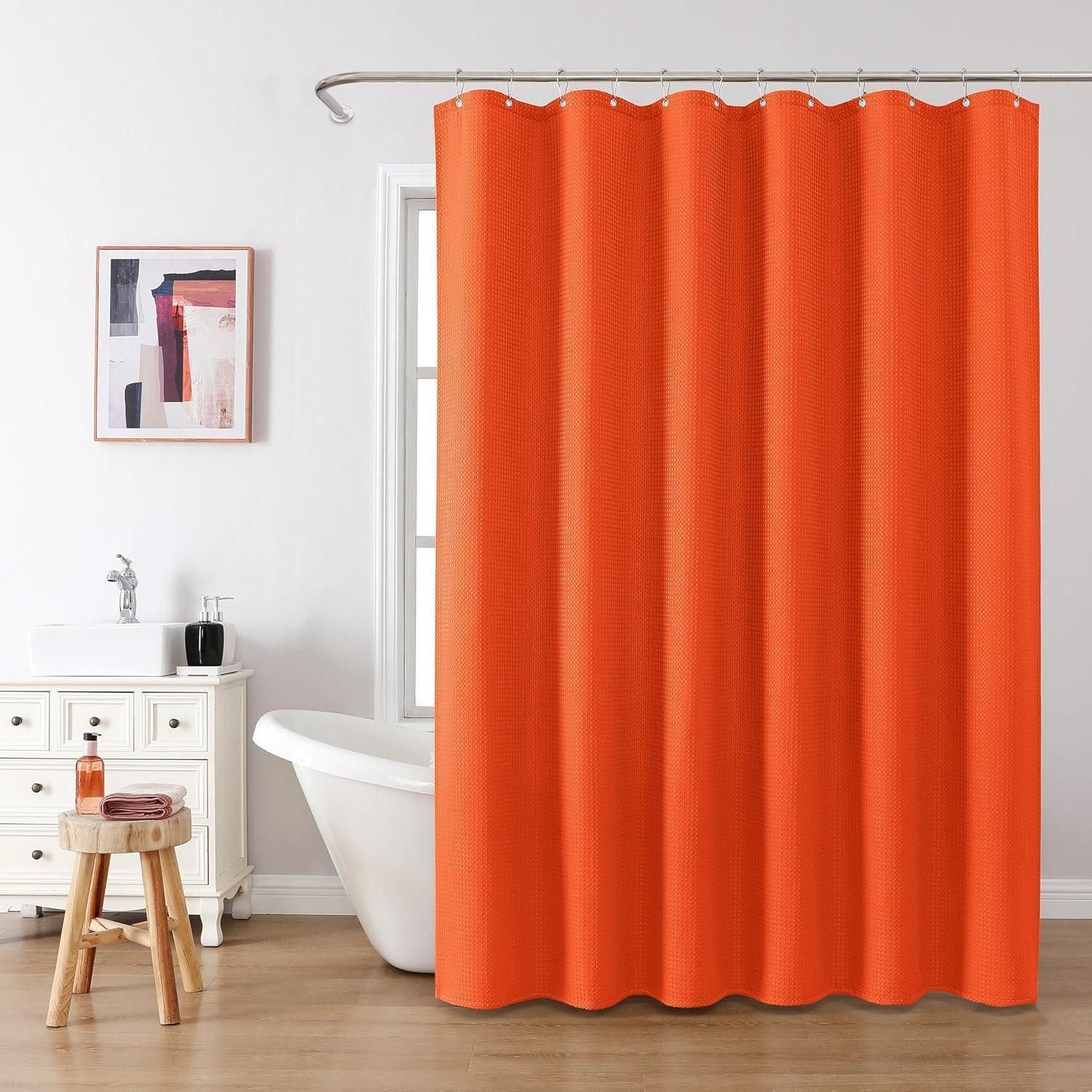 LuxusKollektion Duschvorhang Waffel Duschvorhang Metall Duschvorhangringe Stoff 182x182cm Orange