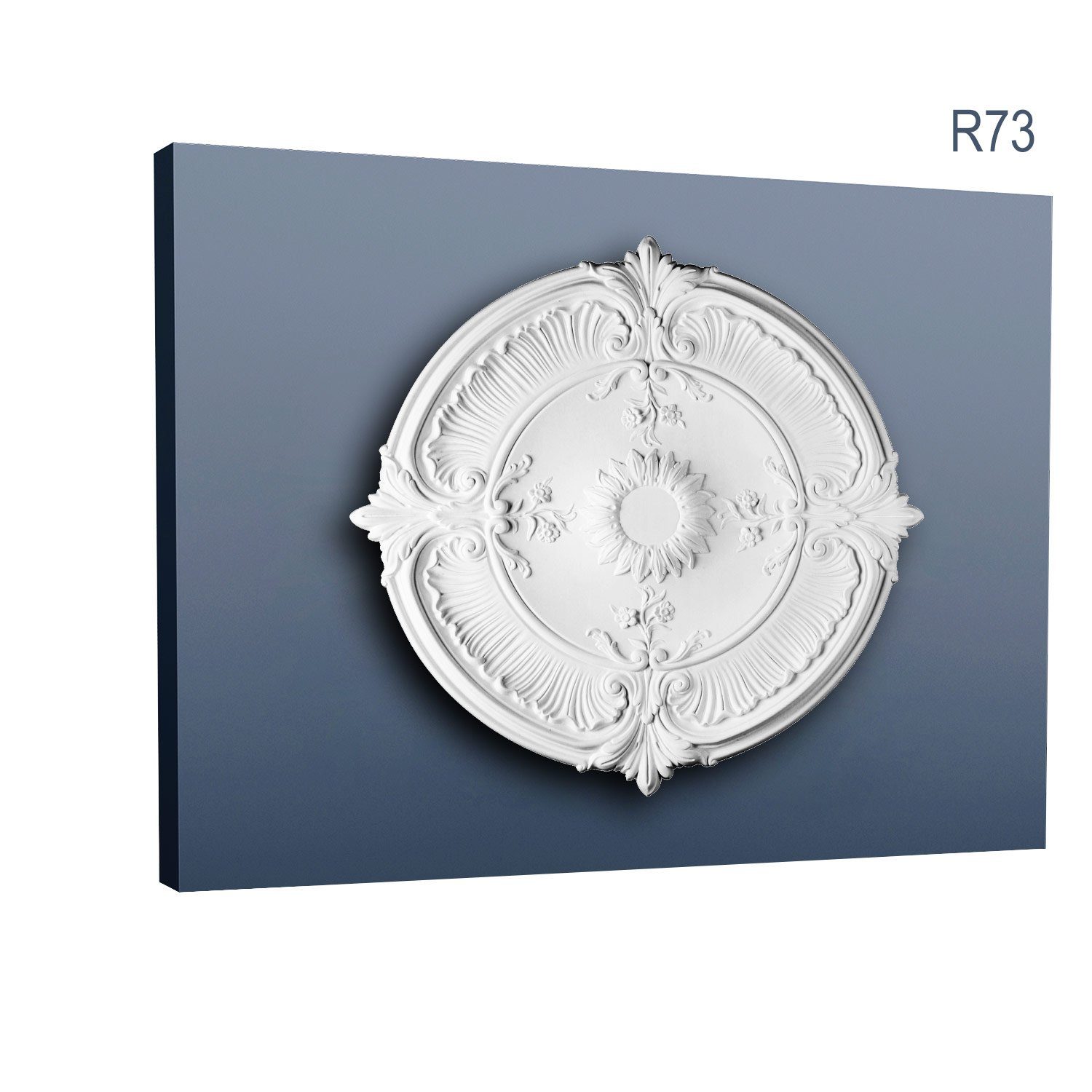 Orac Decor Stil: St., R73 Deckenrosette, / (Rosette, 70 Rokoko Barock vorgrundiert, Deckenelement, 1 weiß, Durchmesser cm), Decken-Rosette Zierelement, Medallion, Stuckrosette