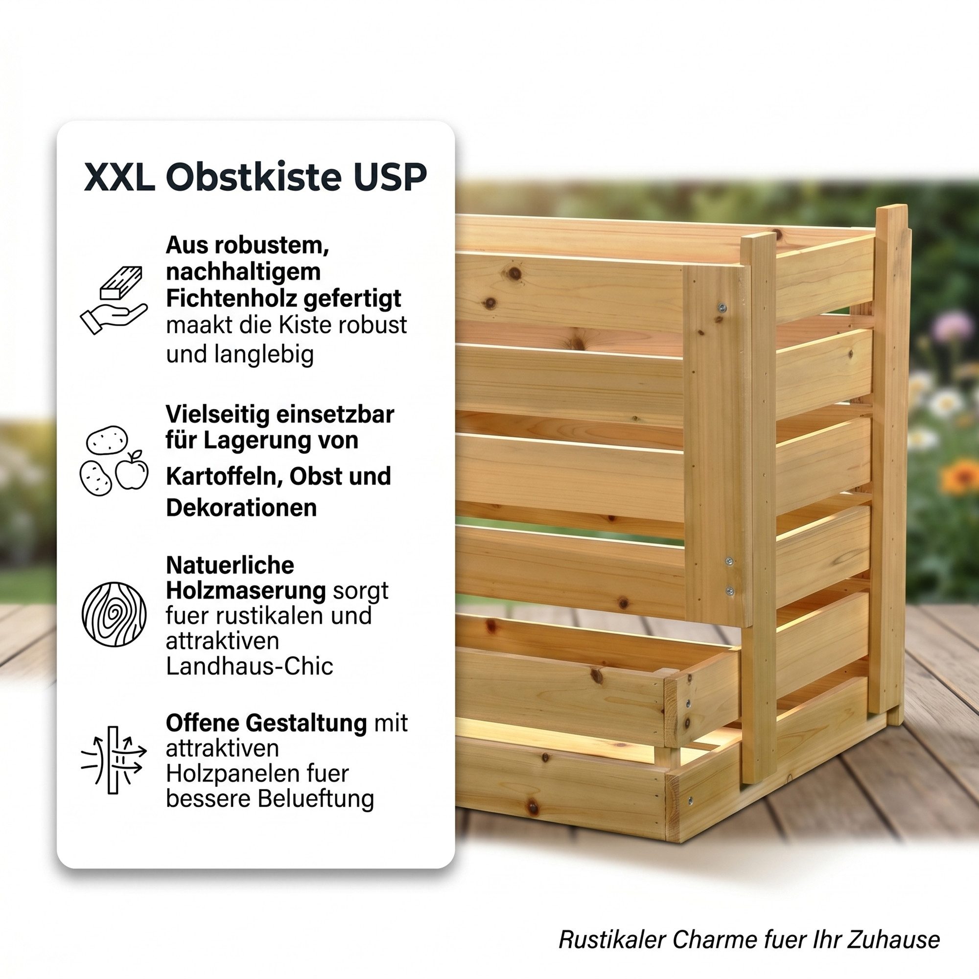 Mucola Holzkiste Universalkiste Apfelkiste Weinkiste Obstkiste (Stück, 1 St., 1-tlg), aus Holz