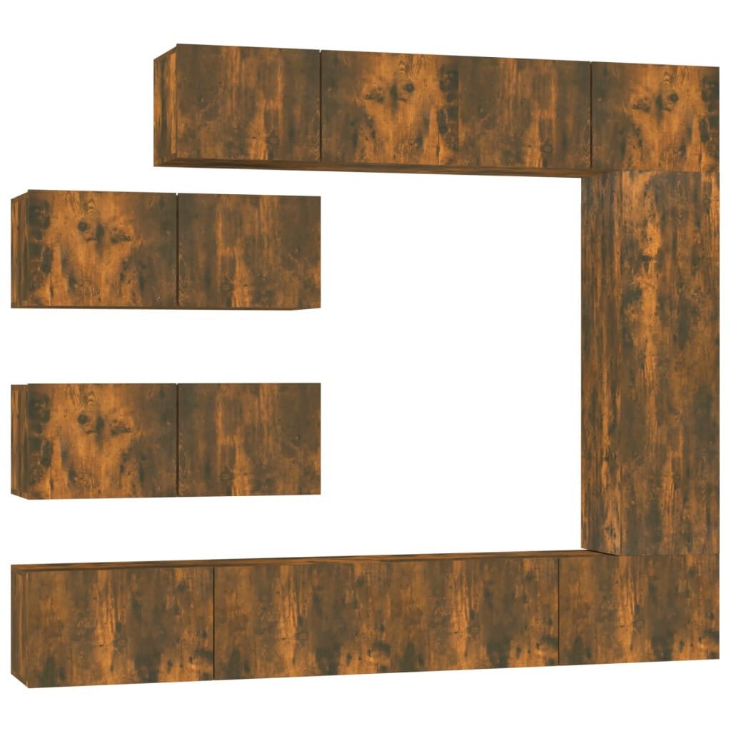 vidaXL TV-Schrank 7-tlg. TV-Schrank-Set Räuchereiche Holzwerkstoff (7-St)