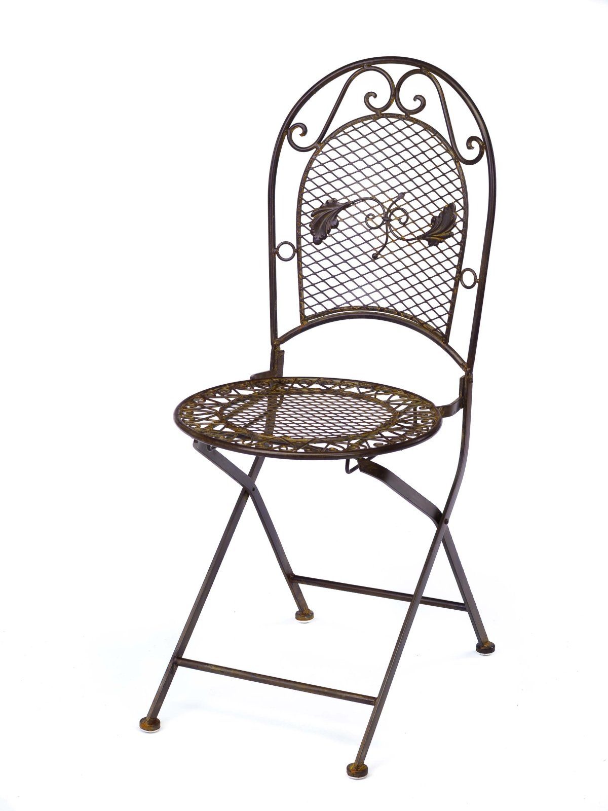 Gartenstuhl Gartenstuhl Stuhl antik Klappstuhl 9kg Stil je 2x braun Schmiedeeisen Aubaho