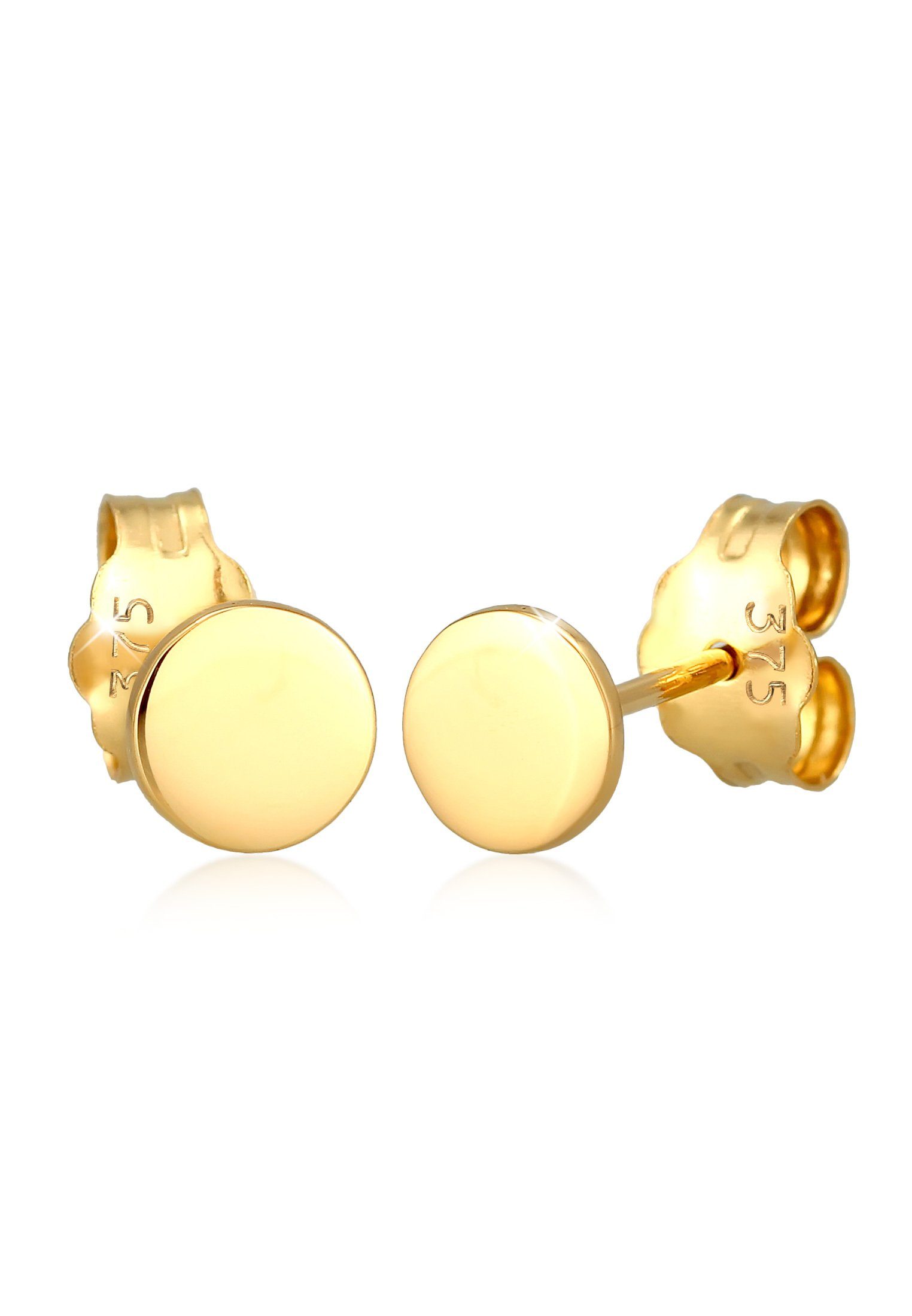 Paar Ohrstecker Plättchen Kreis Rund Basic 375 Gelbgold