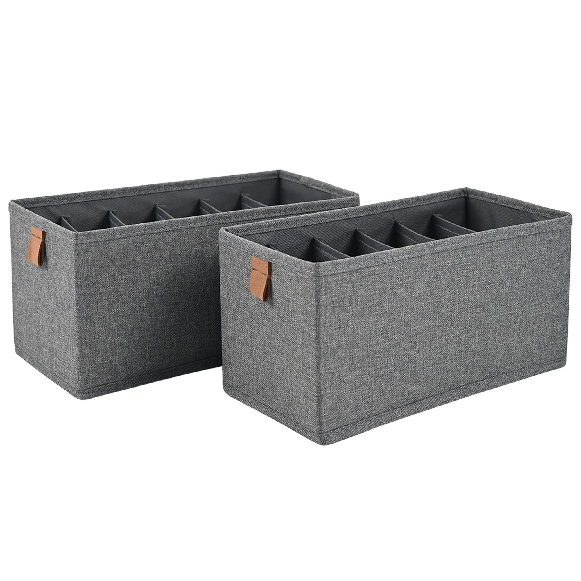 hausleben Organizer 2er Set Aufbewahrungsbox mit 6 Fächern, Faltbare Stoffbox 30x15x15cm