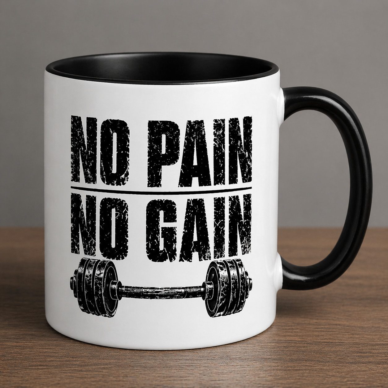 Deggelbam Tasse "No Pain No Gain" Kaffeetasse Fitness Bodybuilder Gym Fans, Geschenkidee Geschenk für Fitness Gym Bodybuilder & Maschinen