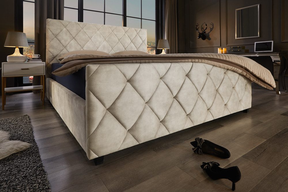 riess-ambiente Boxbett ELYSIUM 180x200cm champagner/beige – Samt, mit Bettkasten & Kopfteil (Einzelartikel, 1-St), Kingsize, Stauraum unter der Liegefläche, ele – Bild 5 von 5