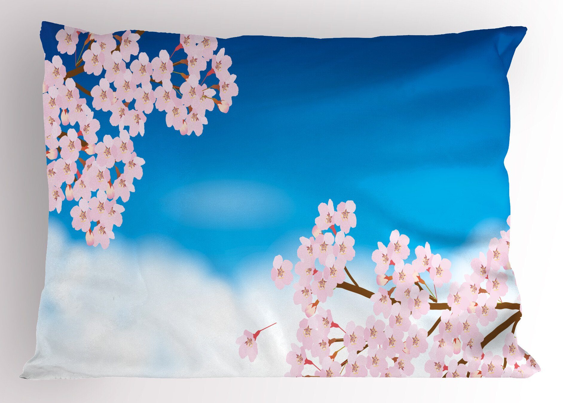 Kissenbezüge Dekorativer Standard King Size Gedruckter Kissenbezug, Abakuhaus (1 Stück), Blau Und Pink Tender Sakura und Sky