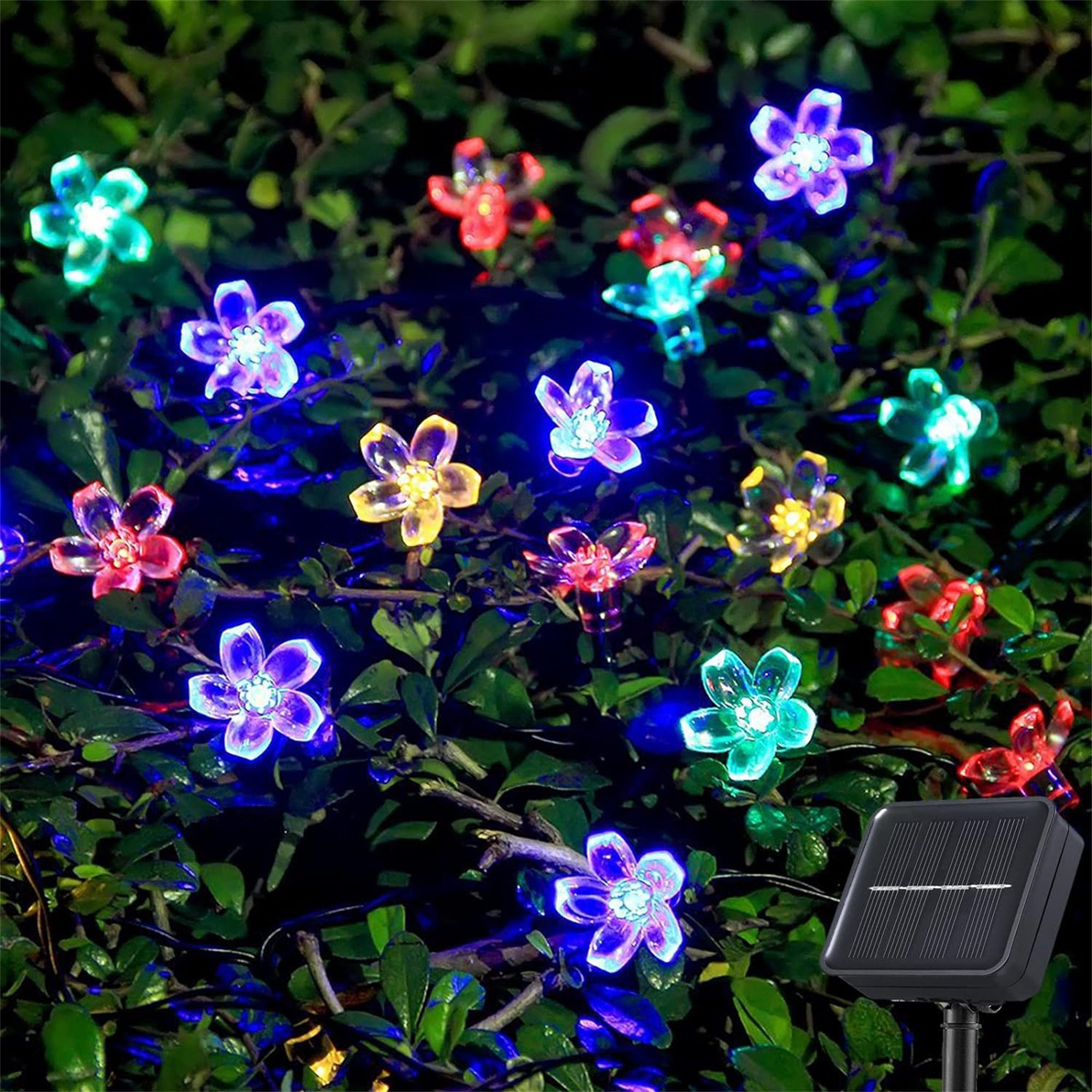 autolock LED Solarleuchte Lichterketten Außen Garten 7M 50 LED Lichterkette Blumen Solar, 8 Modi IP65 Wasserdichte Dekor Solarbeleuchtung Mehrfarbig