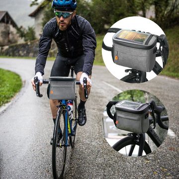 CALIYO Handy-Lenkertasche Handy-Lenkertasche,mit lenkeradapter, 4.2L fahrradkorb vorne Tasche, mit transparenter Touchscreen und abnehmbarem Schultergurt