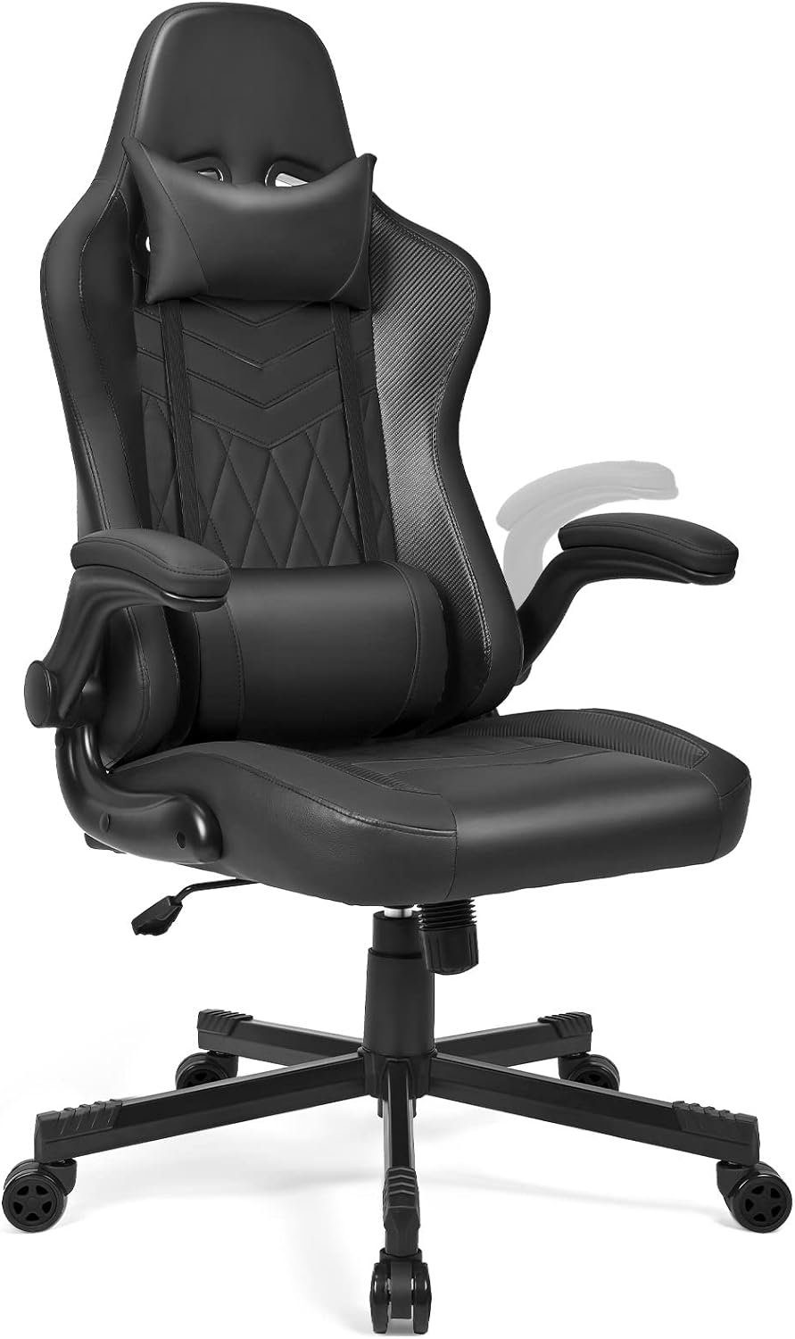 150KG armlehnen und hochklappbarer Gaming Bürostuhl BASETBL Rückenlehne hoher Schreibtisch,Chefsessel, ergonomisch klappbaren mit (PC breite Atmungsaktiv,bis Gaming sitzfläche, mit mit Stuhl Rollen), Chair