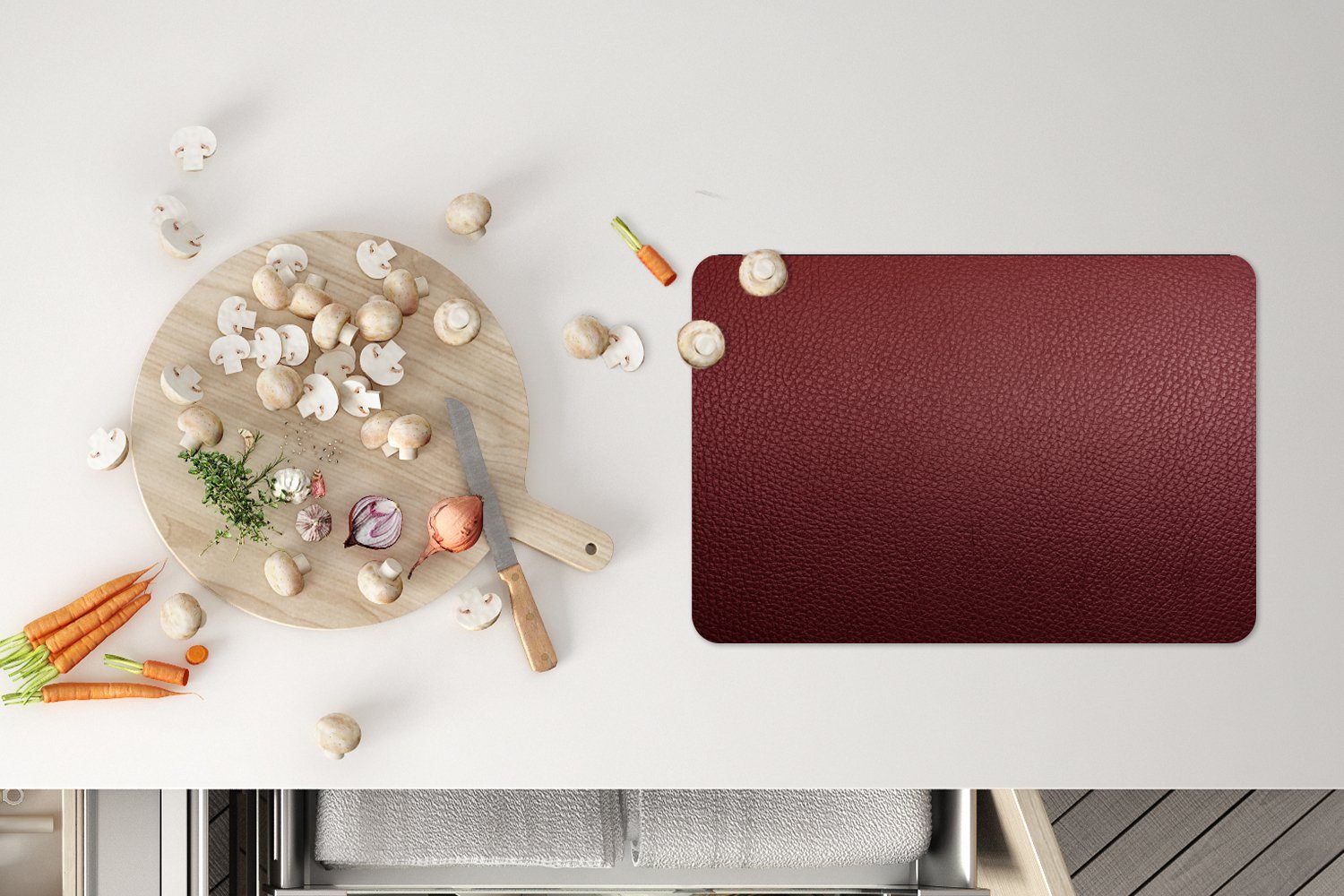 MuchoWow Platzset Leder - Lederoptik/print - Rot - Leicht, (6-St), Platzsets, Tischset, Abwaschbar, Tischsets, Platzdeckchen