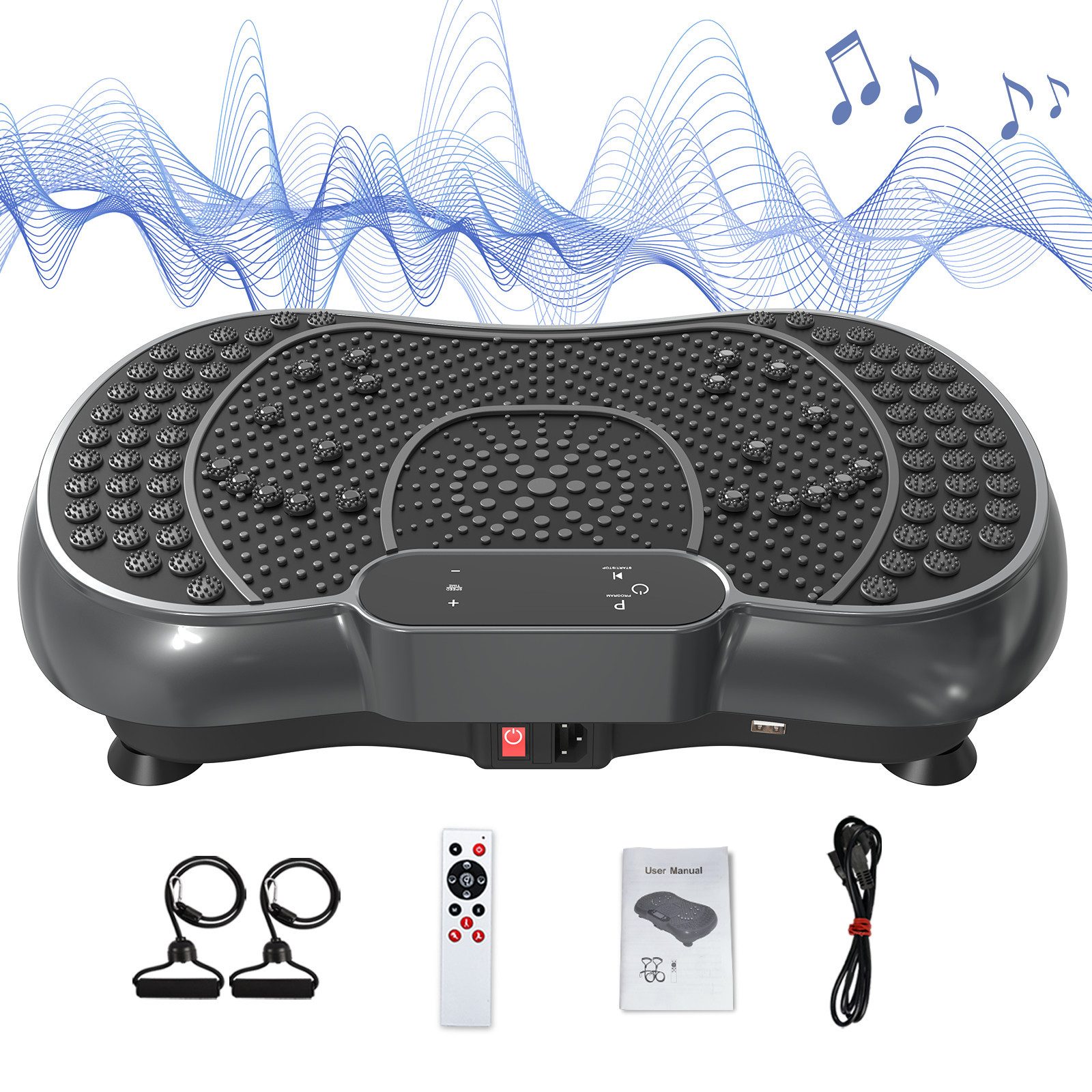Hamlody Vibrationsplatte Haushalts-Fettverbrenner mit 99 Stufen & 5 Programmen, 200 W, Einstellbar von 1 bis 99 Stufen, Vibrationsfrequenz 780 Hz/min