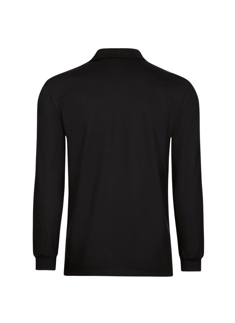 Poloshirt Trigema TRIGEMA aus Baumwolle Langarm Poloshirt schwarz