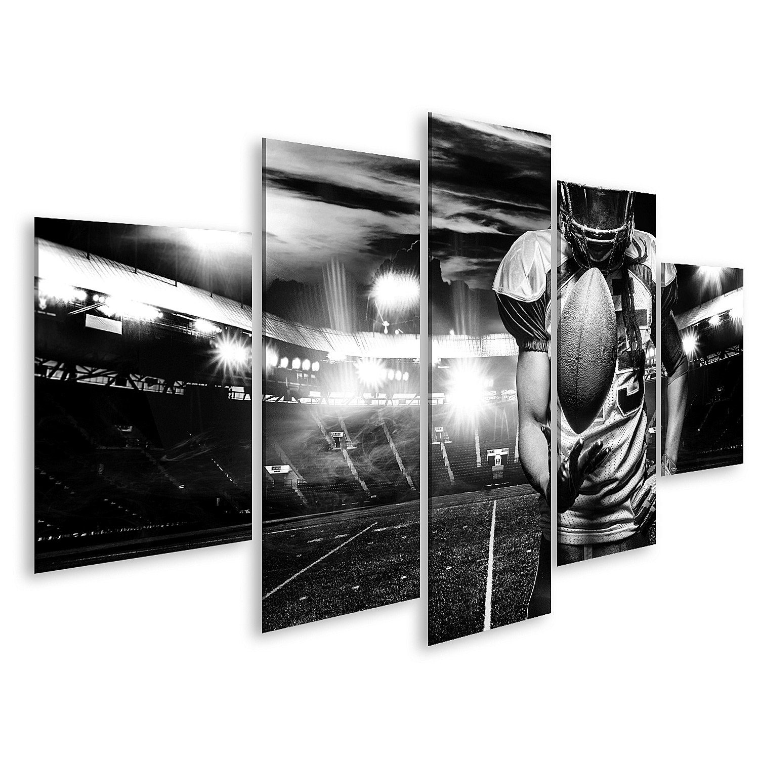 islandburner Leinwandbild Bild auf Leinwand American Football-Spieler Sportler in Helm mit Ball
