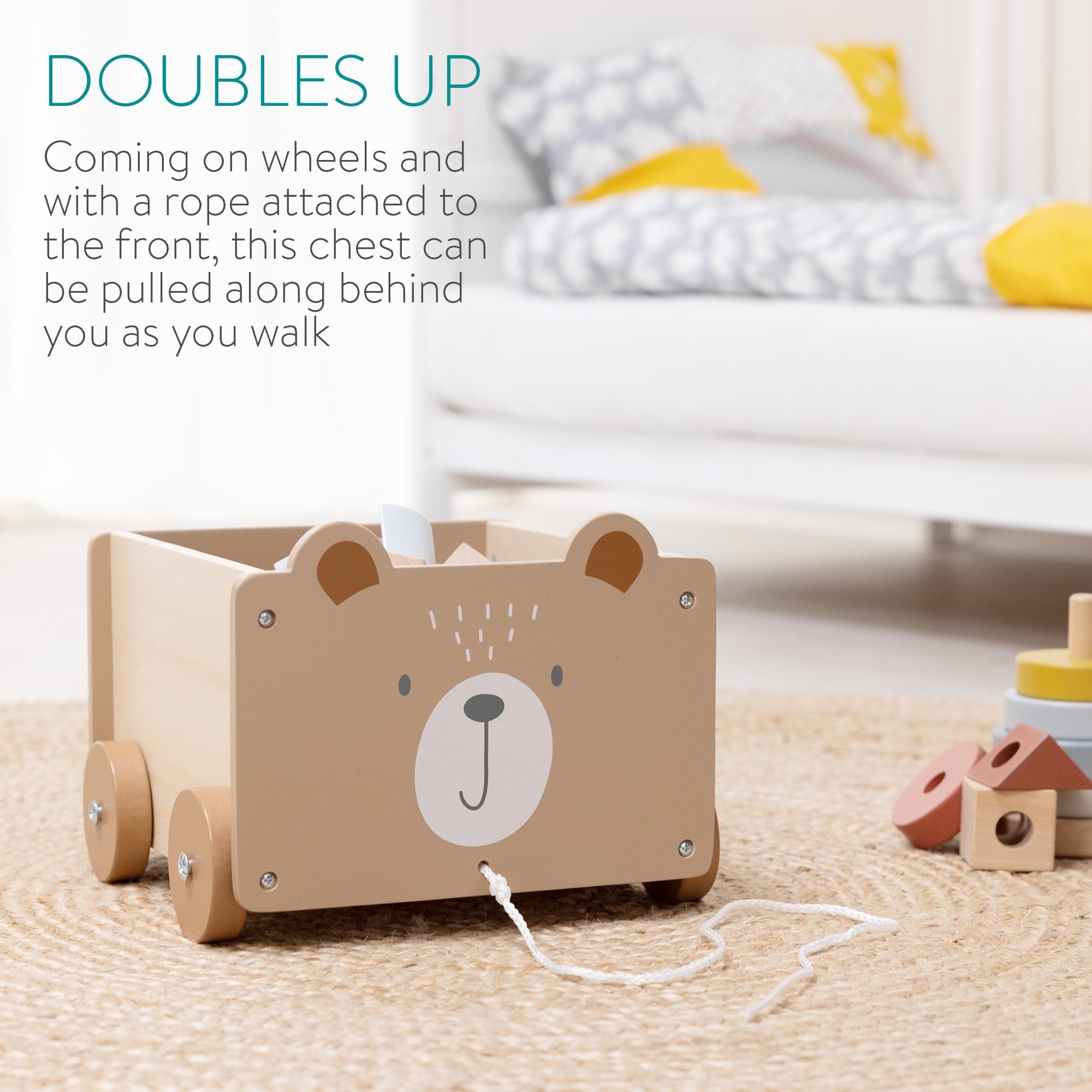 Navaris Dekoobjekt Spielzeugkiste mit Rädern - Aufbewahrung - 26,4x20x25,8c günstig online kaufen