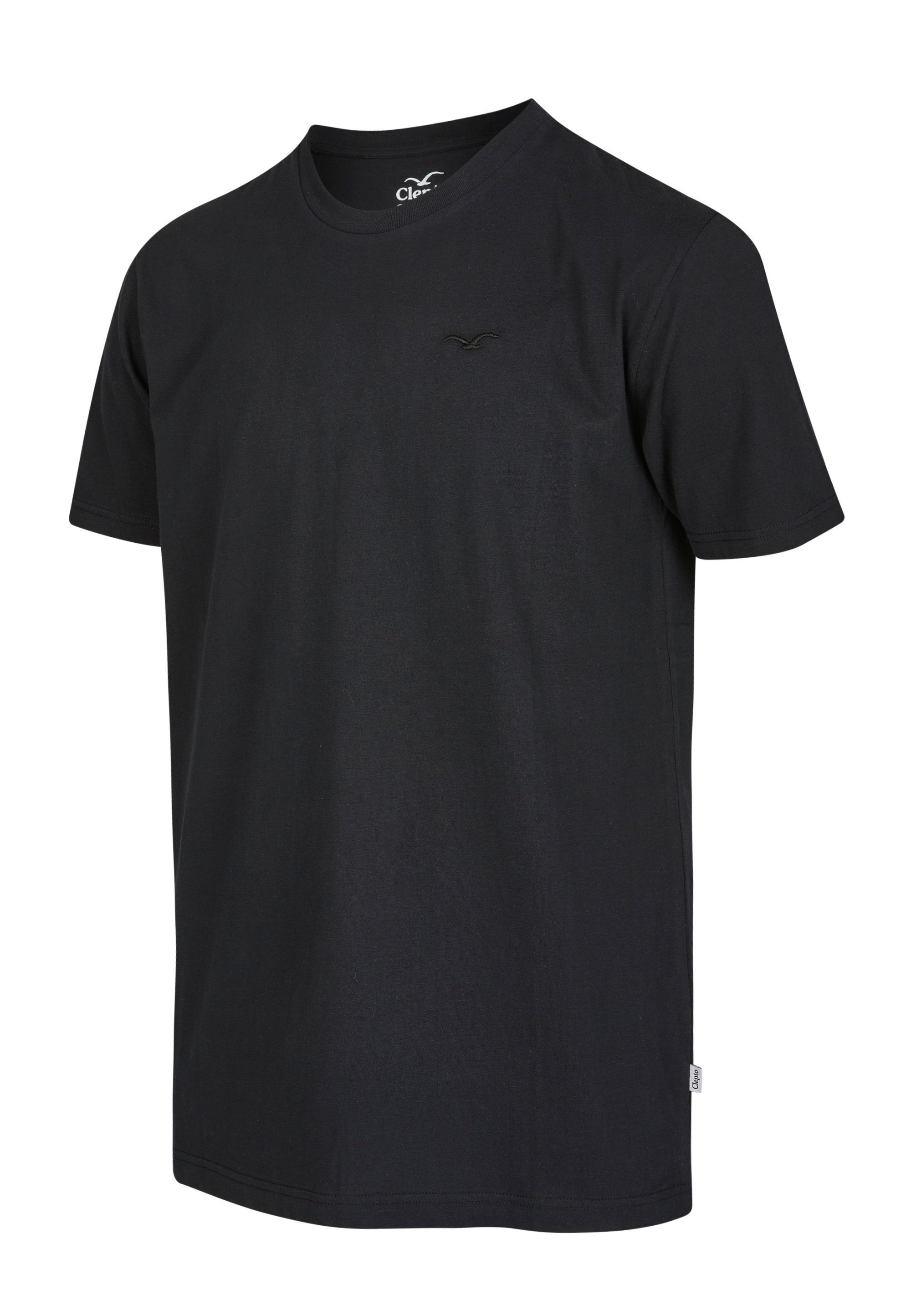 Ligull schwarz kleiner mit Logo-Stickerei Cleptomanicx (1-tlg) T-Shirt Regular