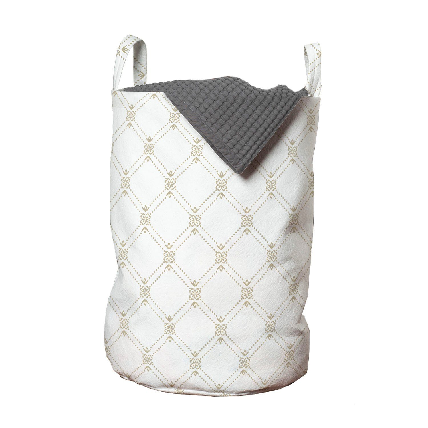 Abakuhaus Wäschesäckchen Wäschekorb mit Griffen Kordelzugverschluss für Waschsalons, Gitter Dots und floralen Elementen | Wäschesäcke
