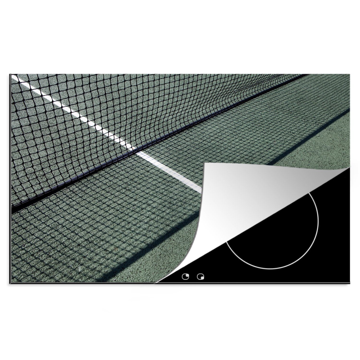 auf Vinyl, küche, Ceranfeldabdeckung die Herdblende-/Abdeckplatte grünen 81x52 (1 für Induktionskochfeld tlg), MuchoWow Tennisnetz Schutz Tennisplatz, einem cm,