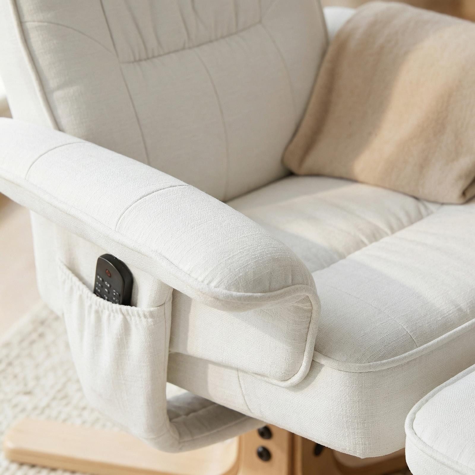 IDIMEX Relaxsessel CHARLY, Fernsehsessel mit Hocker, TV-Sessel neigungsverstellbar weiß