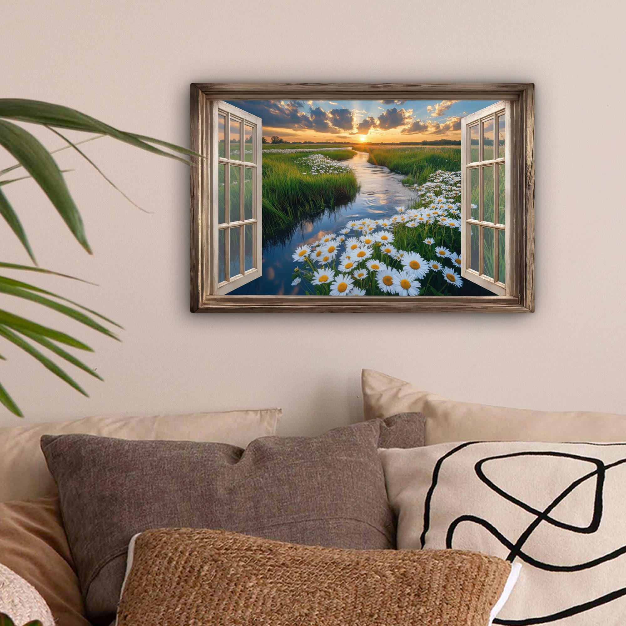 OneMillionCanvasses® Leinwandbild Aussicht - Landschaft - Fenster - Wasser günstig online kaufen
