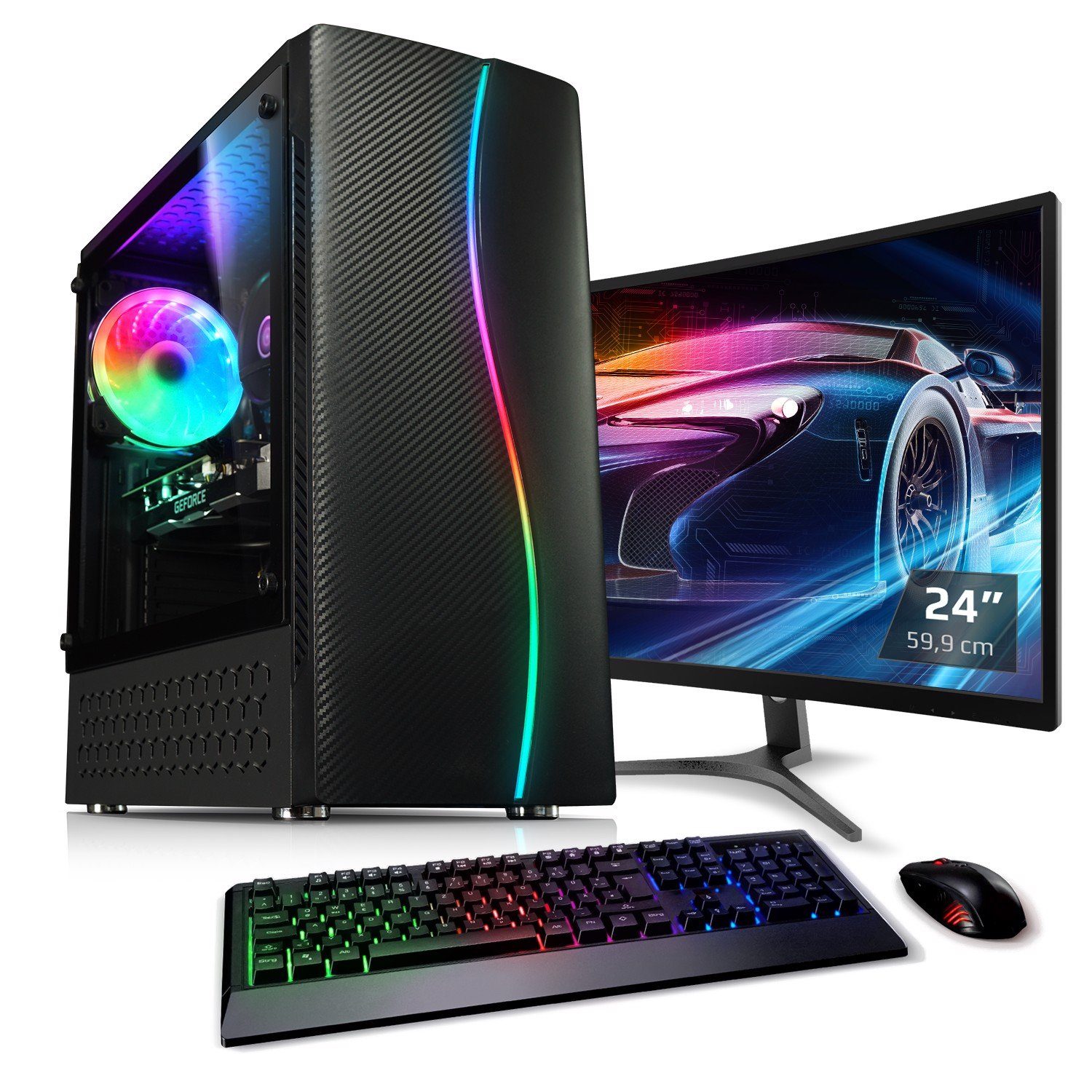 Kiebel Total 10 Gaming-PC-Komplettsystem (24", Intel Core i5 Intel Core  i5-10400F, RTX 3050, 16 GB RAM, RGB-Beleuchtung, WLAN)