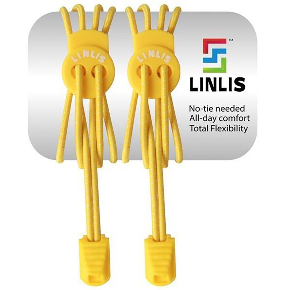 LINLIS Schnürsenkel Elastische Schnürsenkel ohne zu schnüren LINLIS Stretch FIT Komfort mit 27 prächtige Farben, Wasserresistenz, Strapazierfähigkeit, Anwenderfreundlichkeit Gelb-1