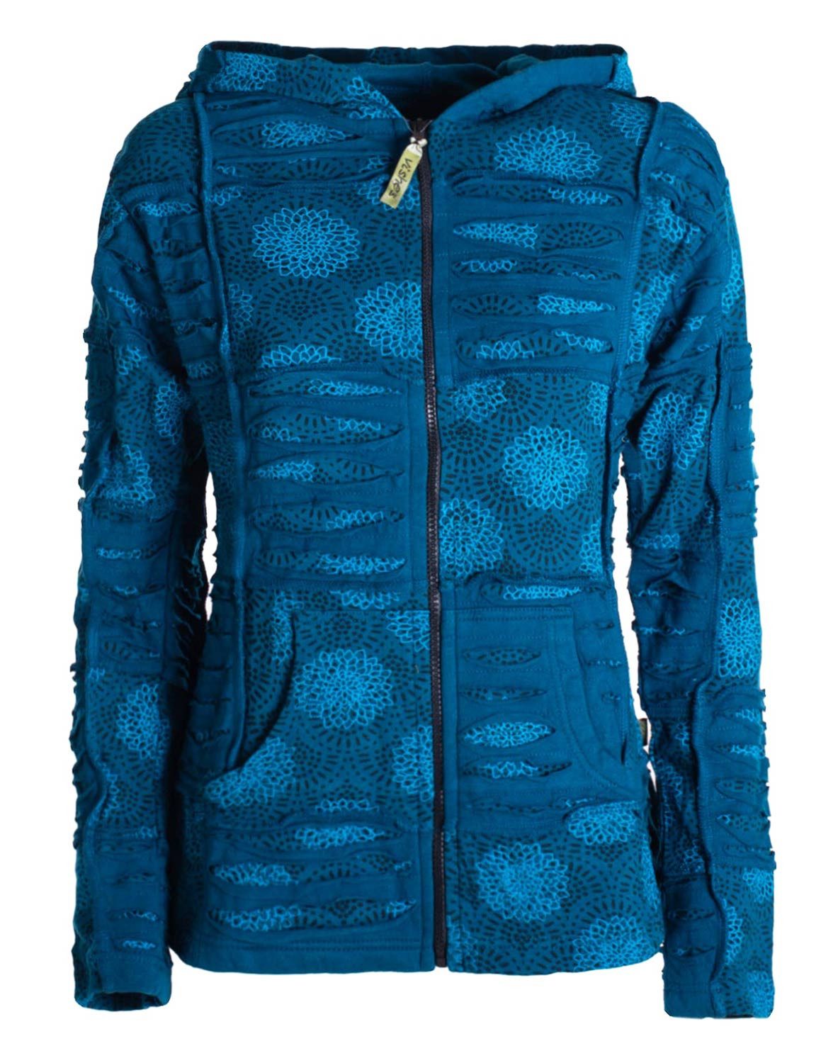 Vishes Kapuzensweatjacke Damen Patchwork Jacke Blumen-Sweatjacke günstig online kaufen
