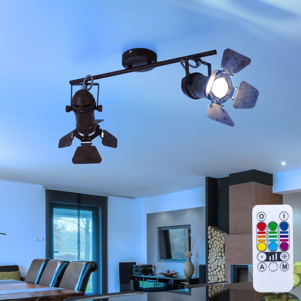 etc-shop LED Deckenspot, Leuchtmittel inklusive, Warmweiß, Farbwechsel, Retro Decken Schein Werfer beweglich Fernbedienung Lampe