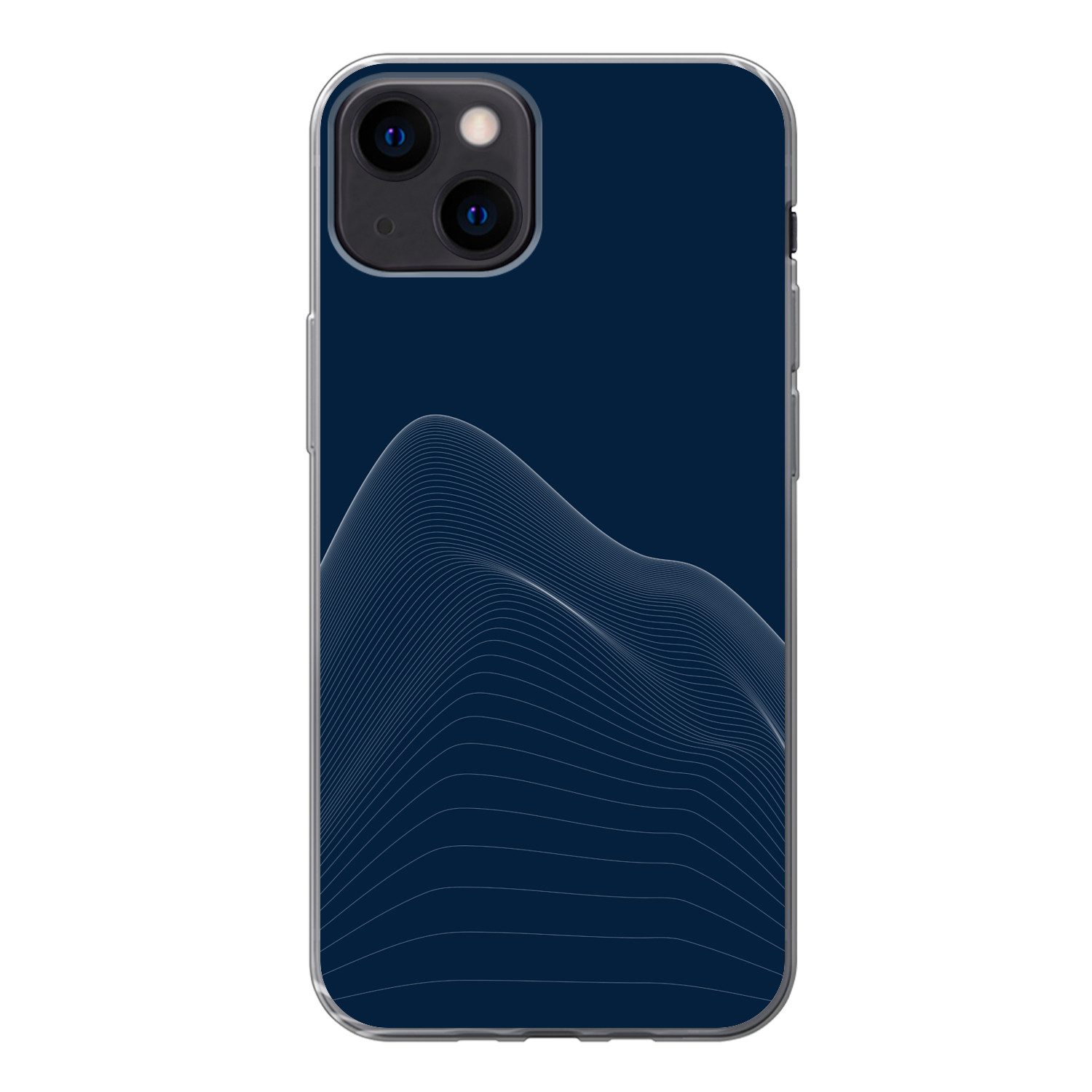 MuchoWow Handyhülle für Apple iPhone 13 Linien - Abstrakt - Blau - Weiß, Smartphone-Bumper, Print, Handy Schutzhülle Dünn