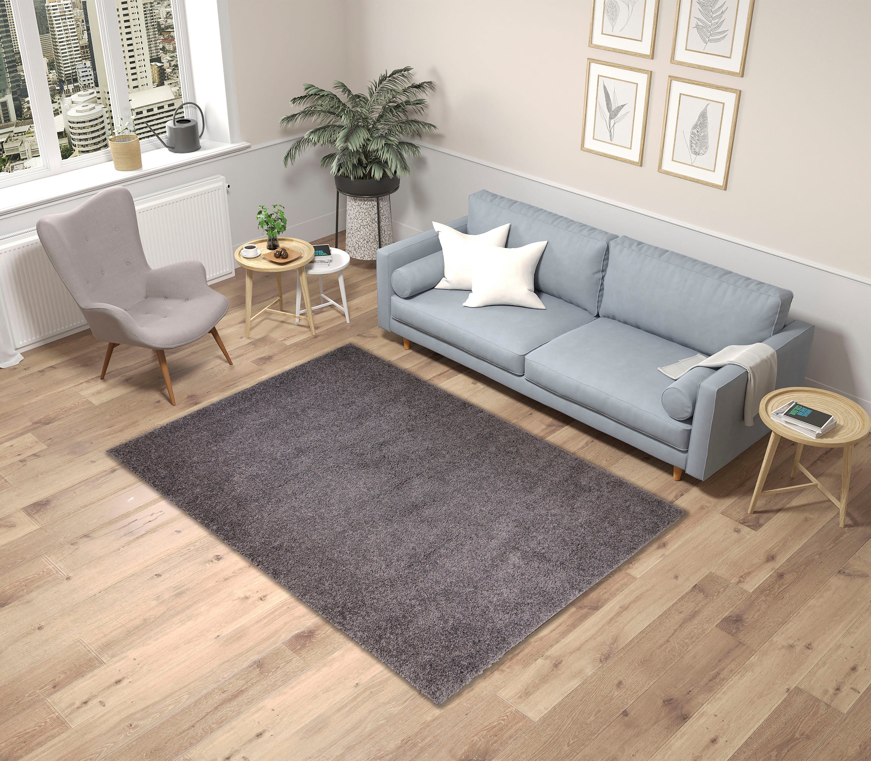 Bruno Banani Hochflor-Teppich Shaggy Soft, rechteckig, Höhe: 30 mm, gewebt, Uni Farben, besonders weich und kuschelig, Kundenliebling