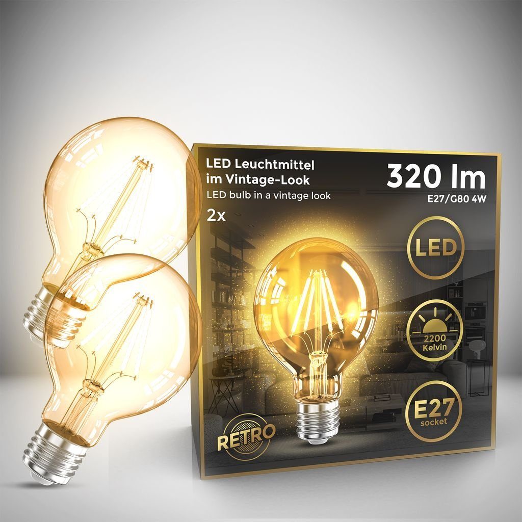 B.K.Licht »BKL1400« LED-Leuchtmittel, E27, Extra-Warmweiß, G80 Edison LED  Lampe, Retro Glühbirne, 320 Lumen, 2200 Kelvin, 80x126mm,  Filament-Glühlampe, wie 25 Watt Halogen online kaufen | OTTO