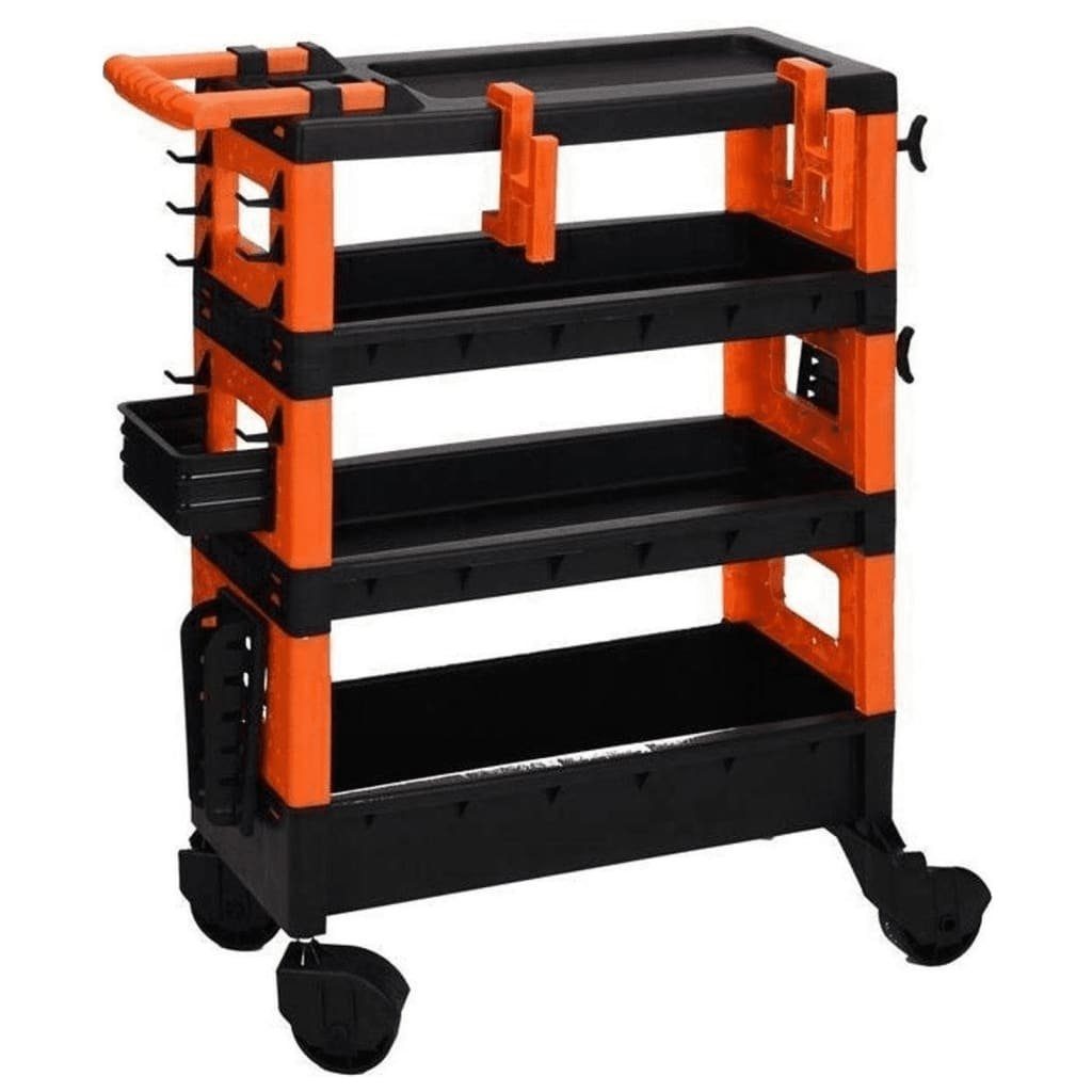 Werkzeugwagen Schwarz FX-Tools 4 Fächern Rollwagen mit Orange und