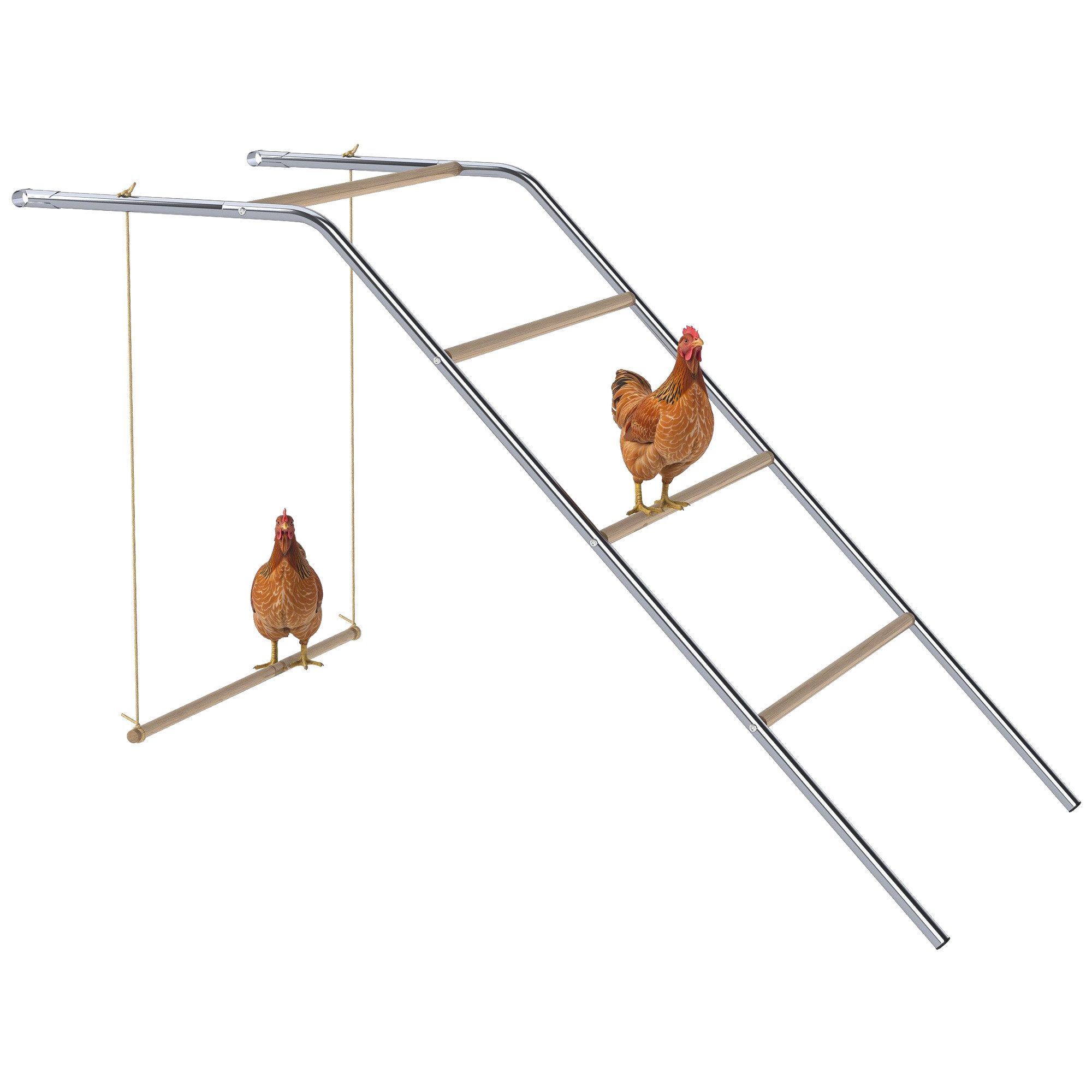 PawHut Hühnerstall Hühner Spielgerüst aus Holz, verstellbar Schaukel für 4-6 Hühnern, Hühner-Spielgerüst mit Schaukel