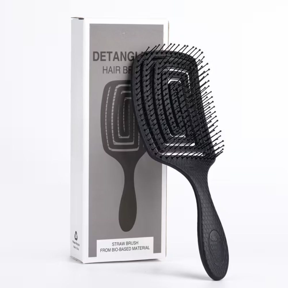 Montegoni Haarbürsten-Set Entwirrbürste Paddle Haarbürste für Nass & Trocken Haar Damen Herren, Einzelstück Paddle Bürste, Flexible Borsten, gebogenes Design, nass trocken geeignet