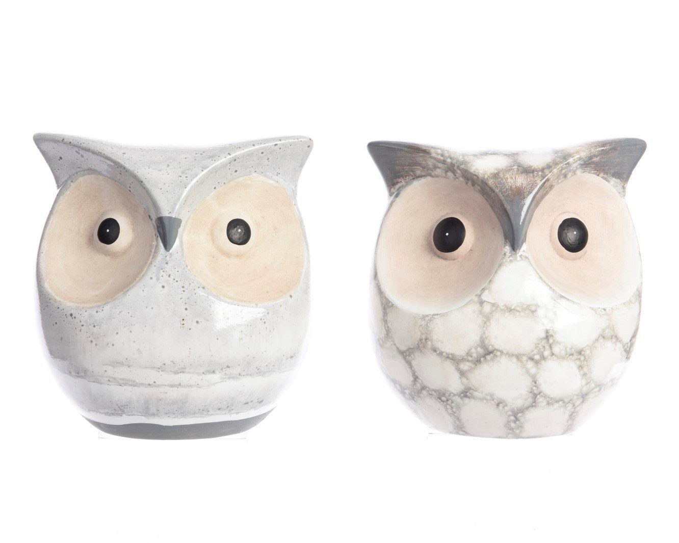 Kaemingk Tierfigur Eule Terracotta hellgrau / dunkelgrau 15.5x14.5x16 cm Stückpreis