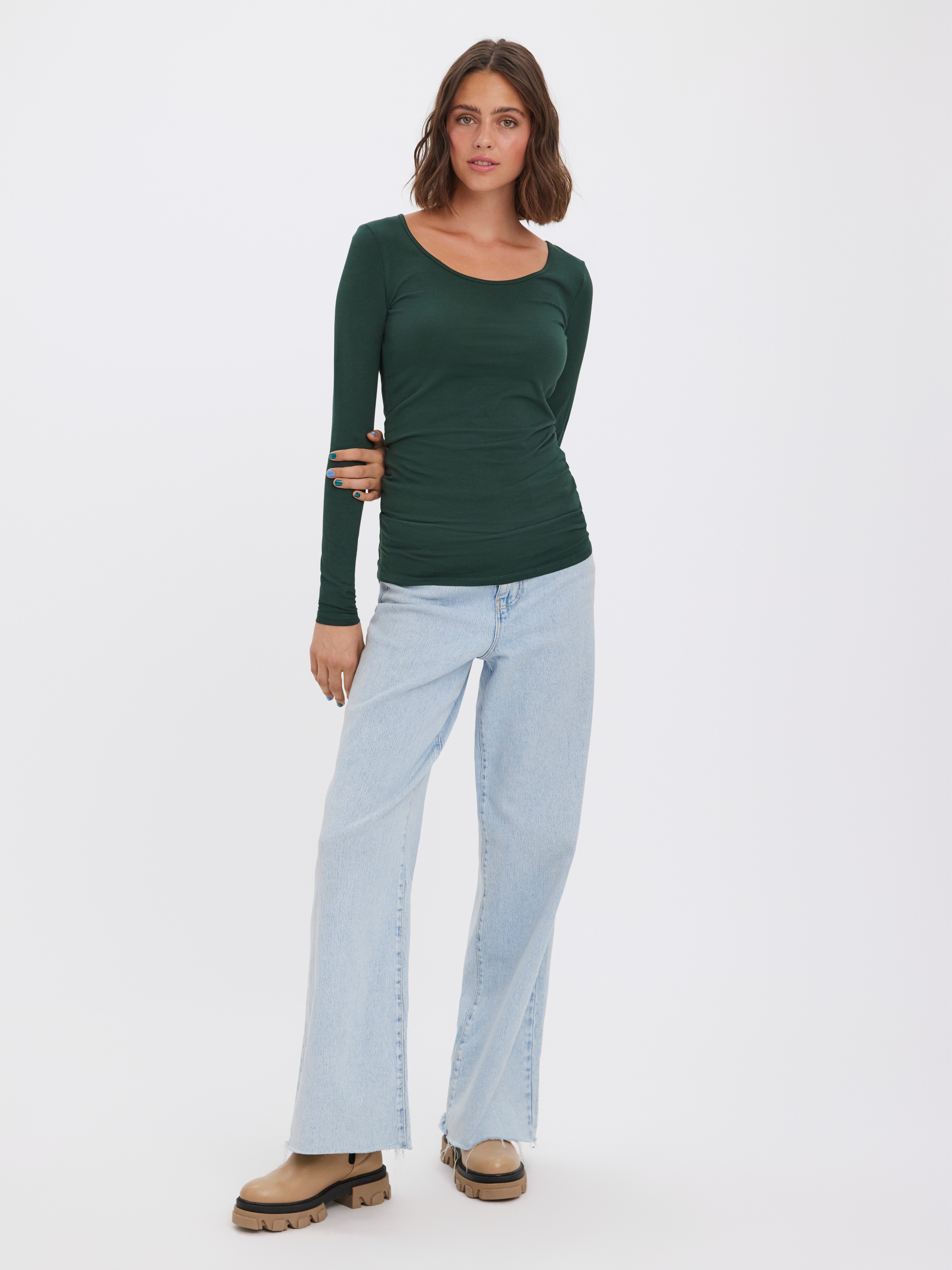 Vero Moda Langarmshirt VMMAXI MY LS SOFT LONG U-NECK NOOS Baumwollmischung, regular fit