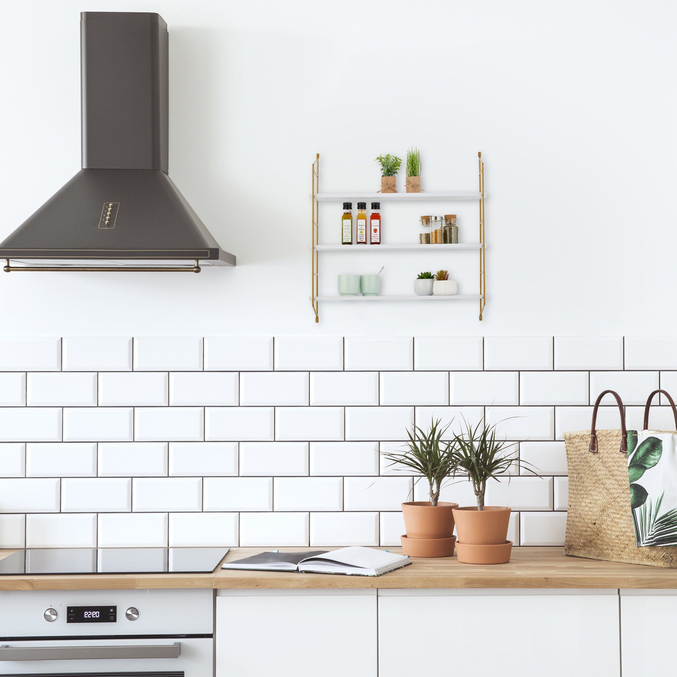 relaxdays Wandregal mit 3 Ablage günstig online kaufen