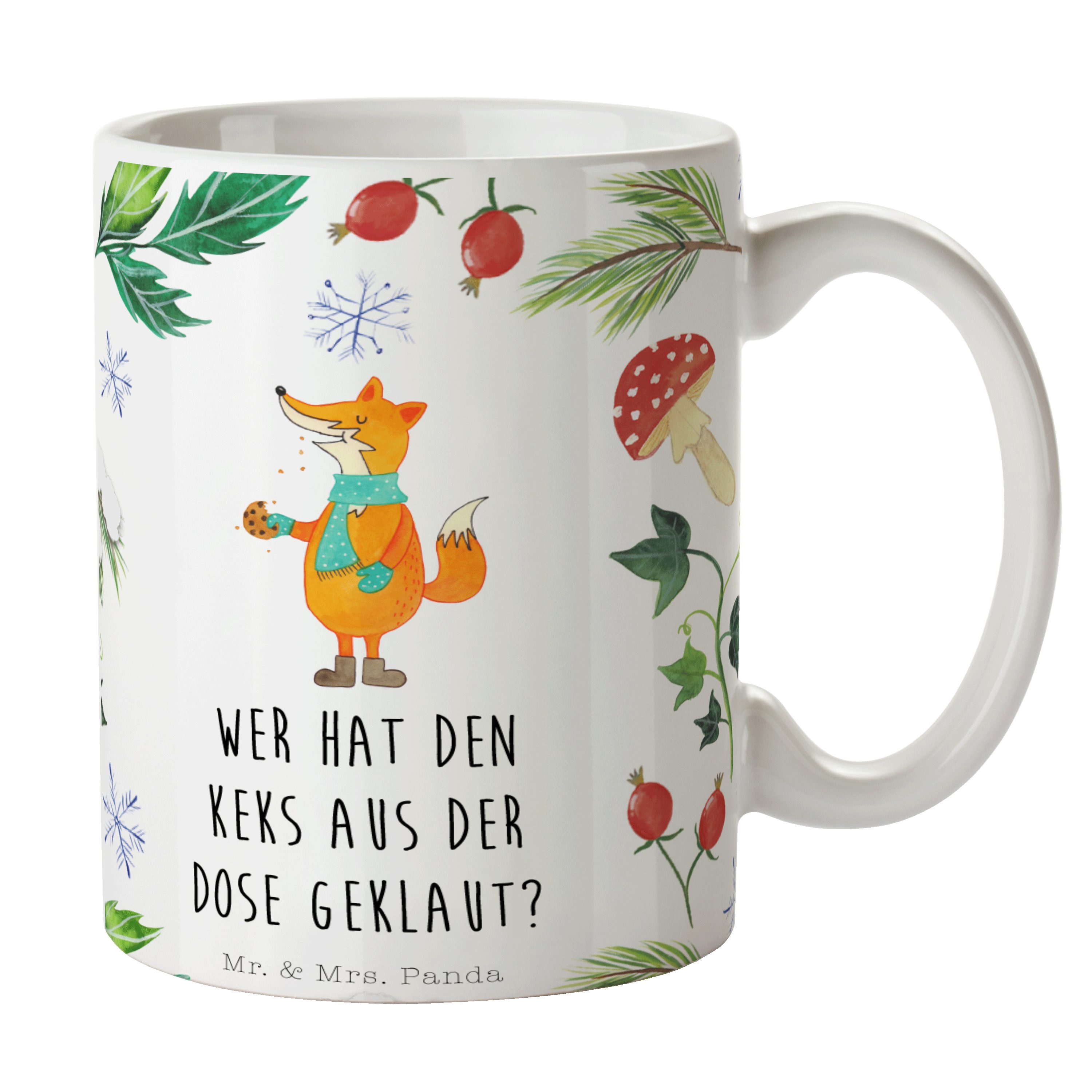 Mr. & Mrs. Panda Tasse Fuchs Keksdose - Weiß - Geschenk, Winter, Tasse, Kaffeetasse, Porzell, Keramik