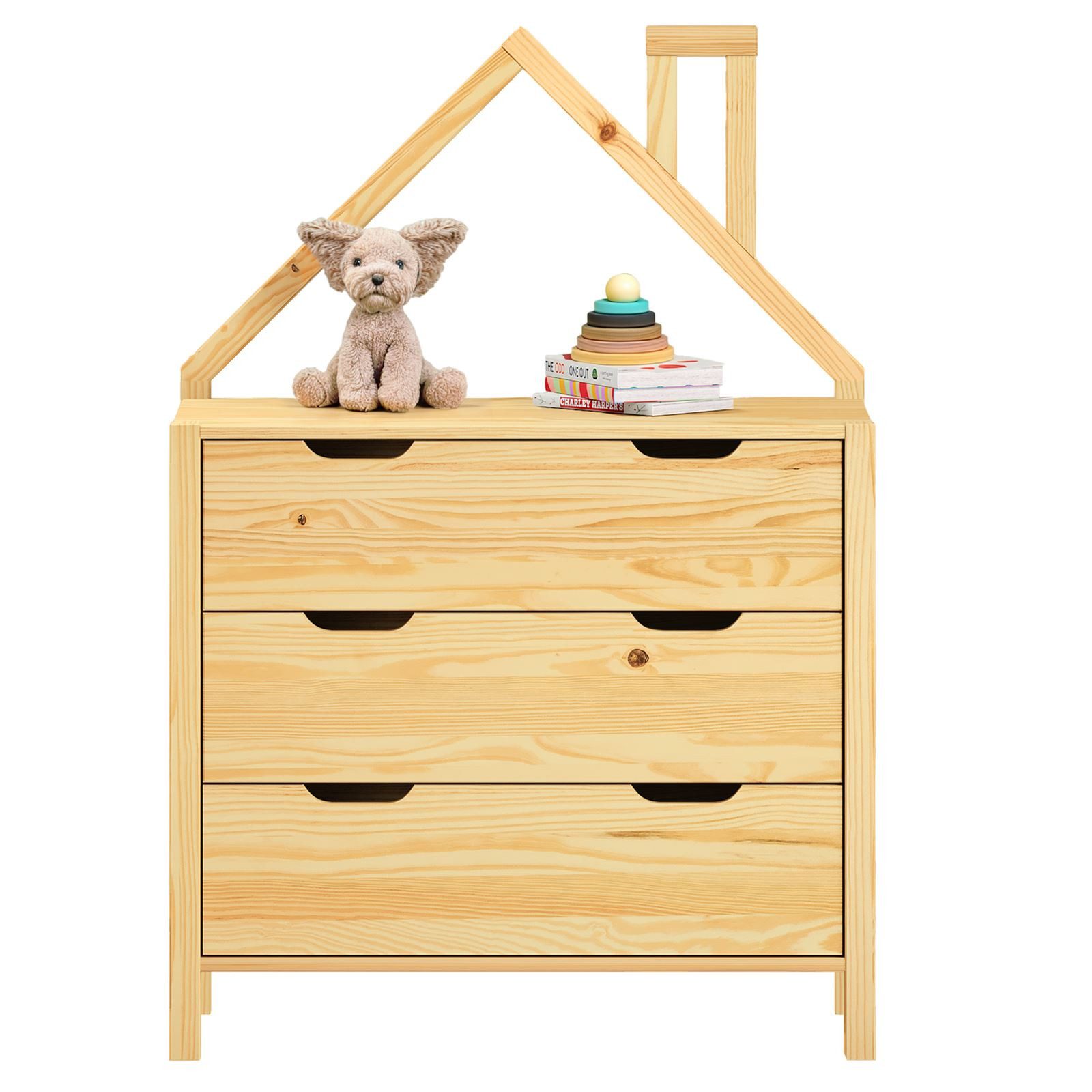 IDIMEX Kommode ELANO, Kinderzimmer Schubladenkommode aus Massivholz Haus-Form Natur