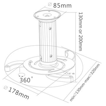 SpeaKa Professional SpeaKa Professional Projector Beamer-Deckenhalterung Neigbar, Drehbar Beamer-Deckenhalterung