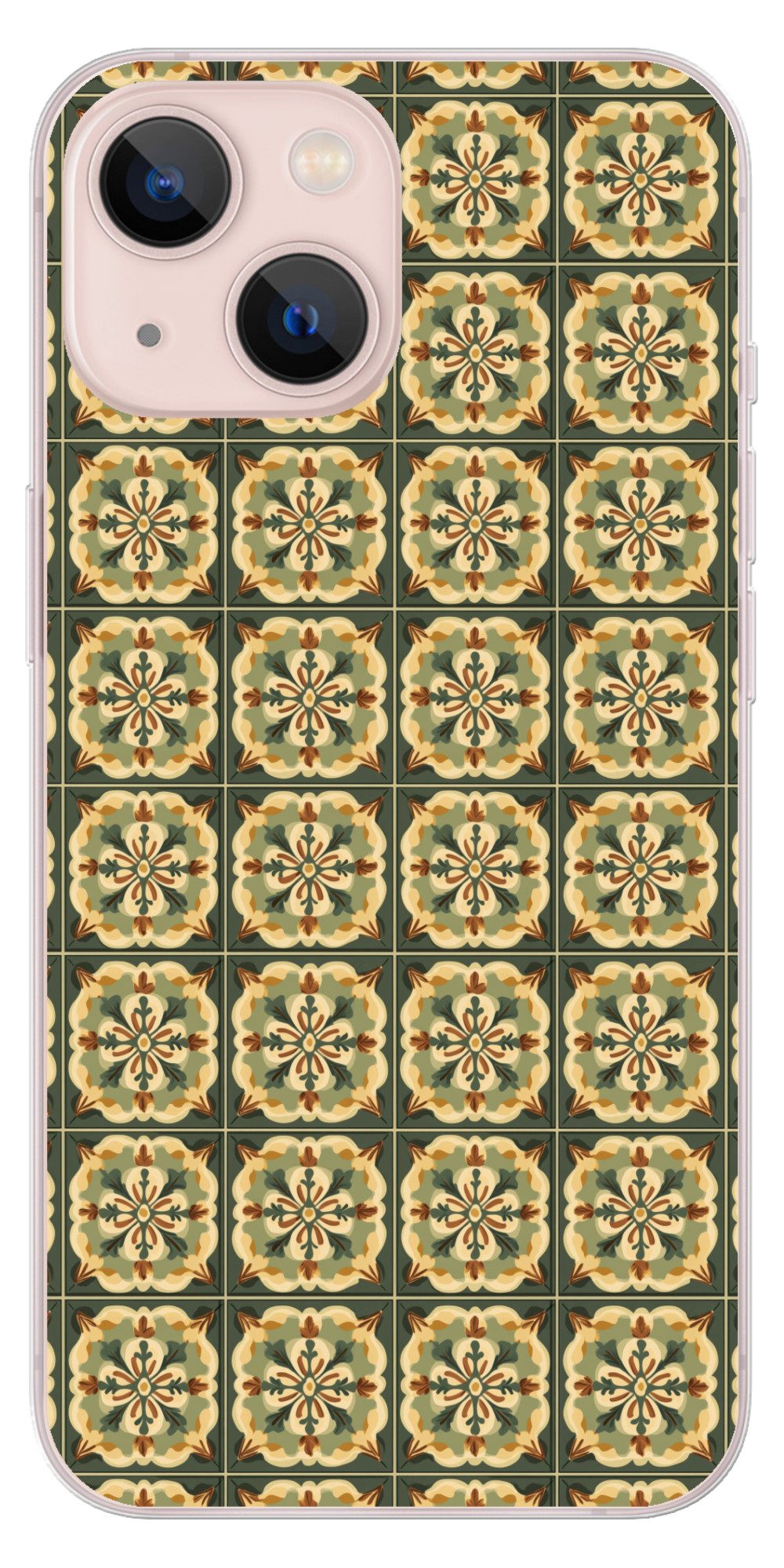 MuchoWow Handyhülle für Apple iPhone 13 mini Ornament - Muster - Grün, Smartphone-Bumper, Print, Handy Schutzhülle Dünn