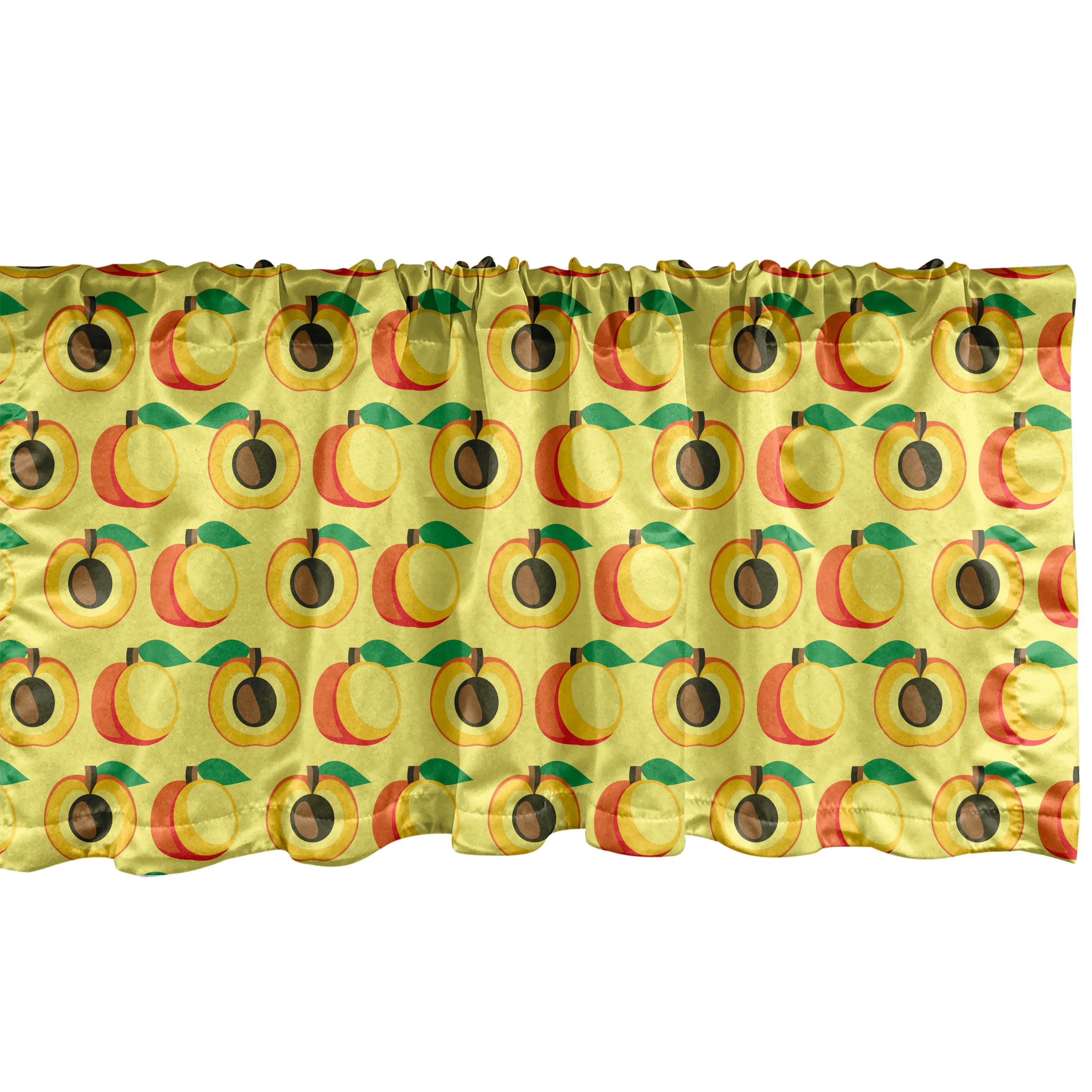 Scheibengardine Vorhang Volant für Küche Schlafzimmer Dekor mit Stangentasche, Abakuhaus, Microfaser, Früchte Aprikosen als Ganzes und Halb