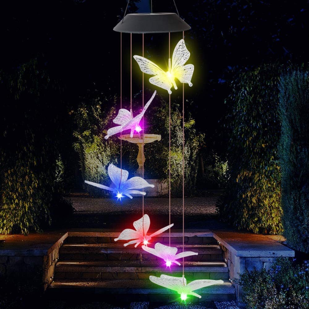 AURIVION Windspiel Solar Windspiel Garten, 6 LED Solar Windspiel für Draußen (Set, 1 St., Geschenke für Mutter), Wasserfest, Farbwechsel