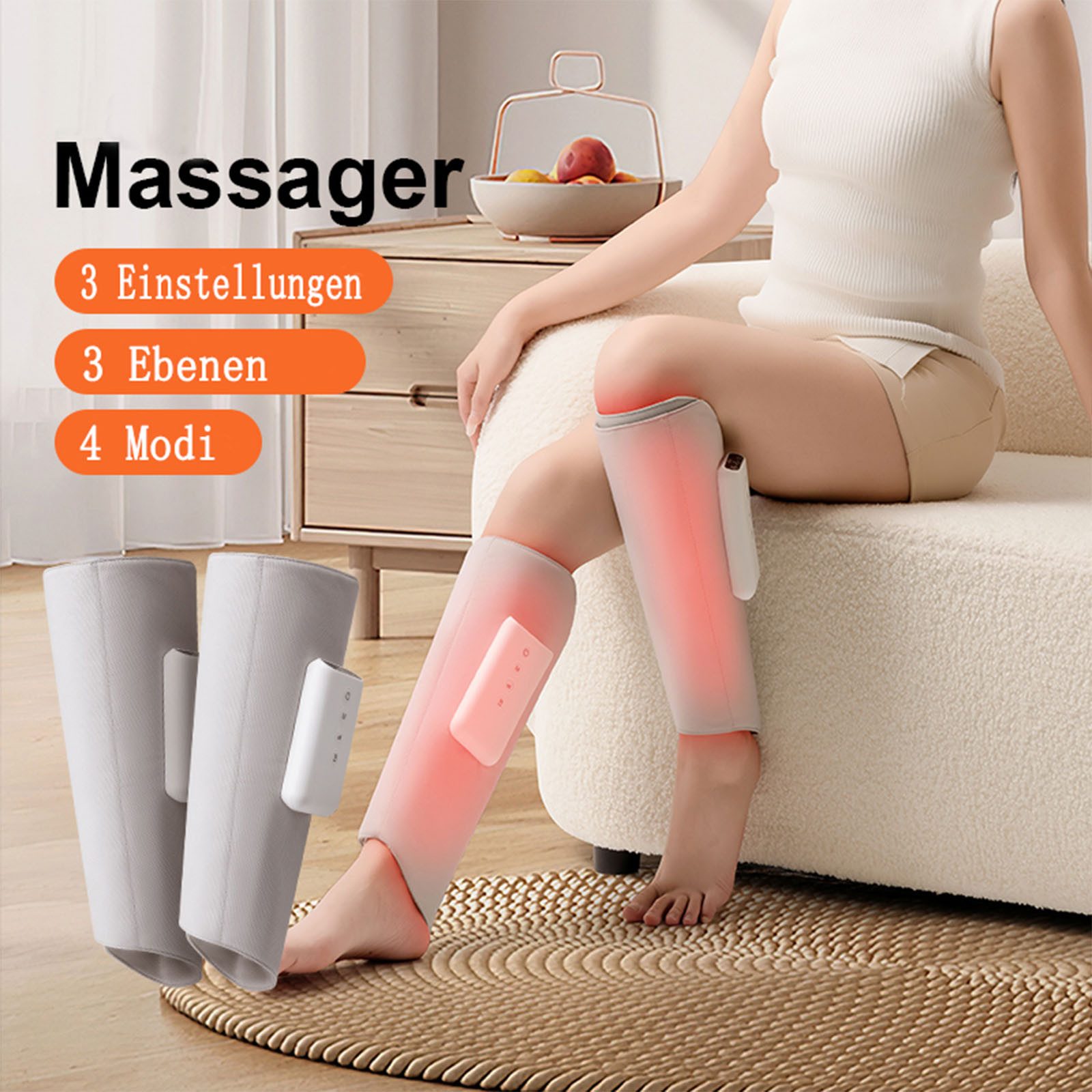 oyajia Massagegerät 2pcs Wadenmassagegerät,LuftkompressionMassage,massagegerät mit Heizung, Multifunktions Massagegerät, Display, 3 Temperaturstufen einstellbar