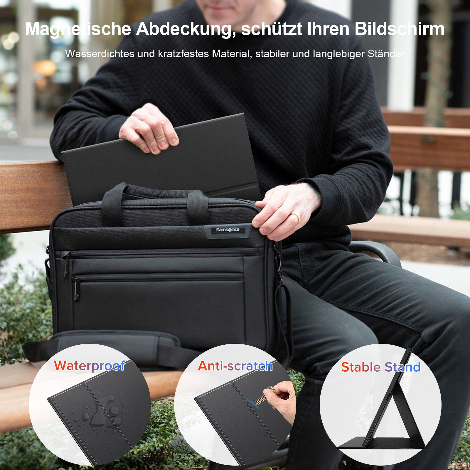 UPERFECT Touchscreen-Monitor, Tragbarer Monitor, Gaming Monitor Portabler Monitor (39,62 cm/15.6 ", 1920x1080 px, FHD, 16 ms Reaktionszeit, 60 Hz, IPS)