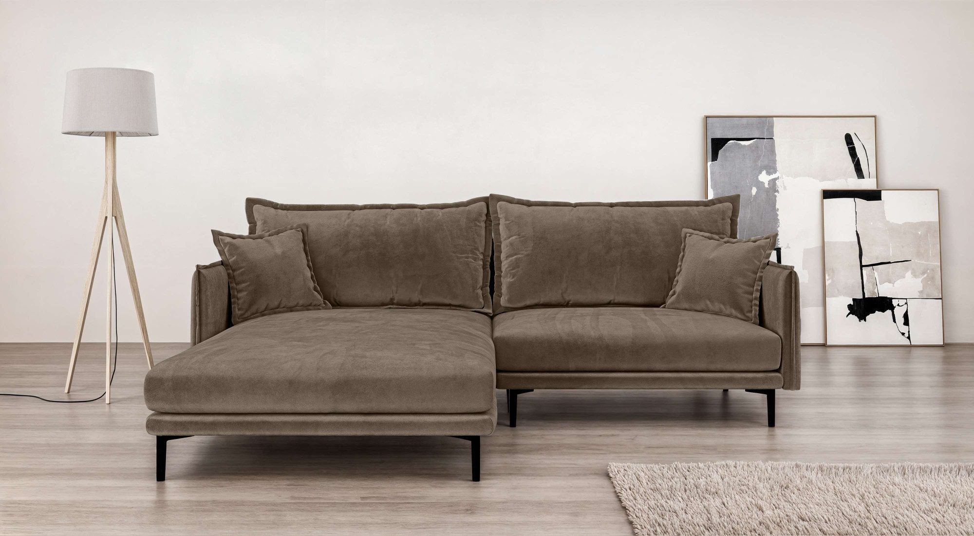 Ecksofa ALEXANDRIA mit Recamiere rechts oder links bestellbar, moderne Bezüge