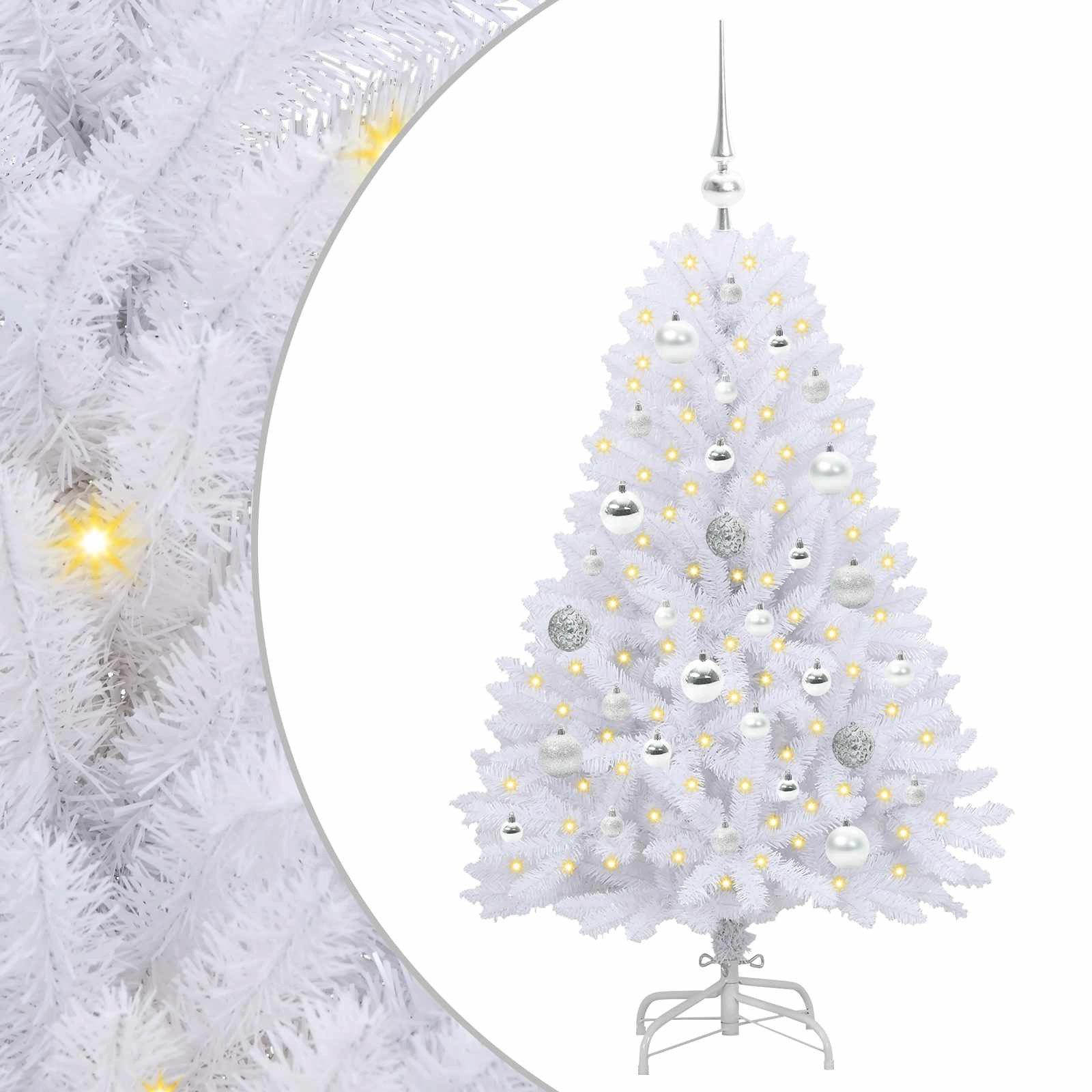 vidaXL Künstlicher Weihnachtsbaum Künstlicher klappbarer Weihnachtsbaum Weiß 120 cm PVC und Stahl